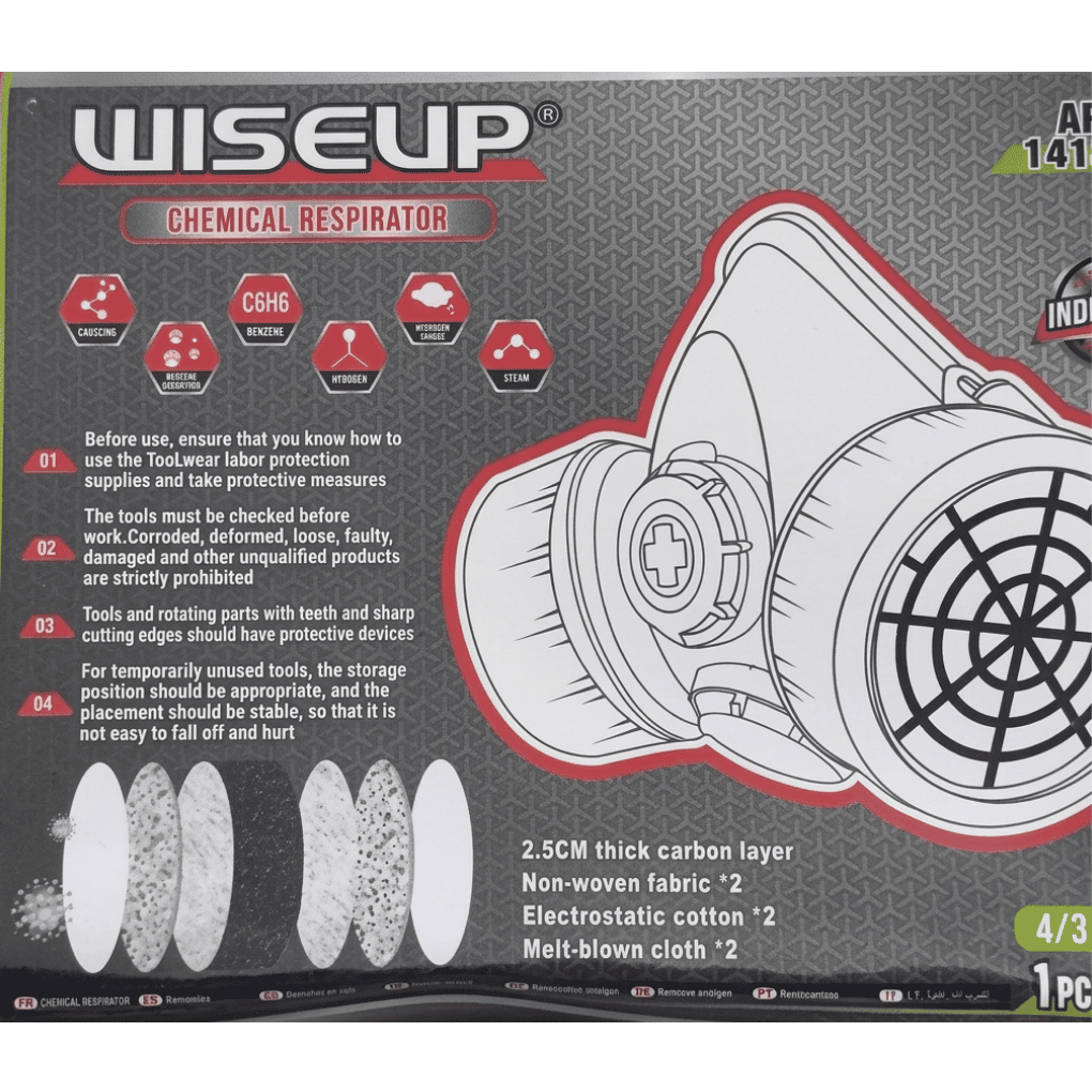 RESPIRADOR DE DOBLE CARTUCHO GRADO INDUSTRIAL WISEUP 141202 - 2