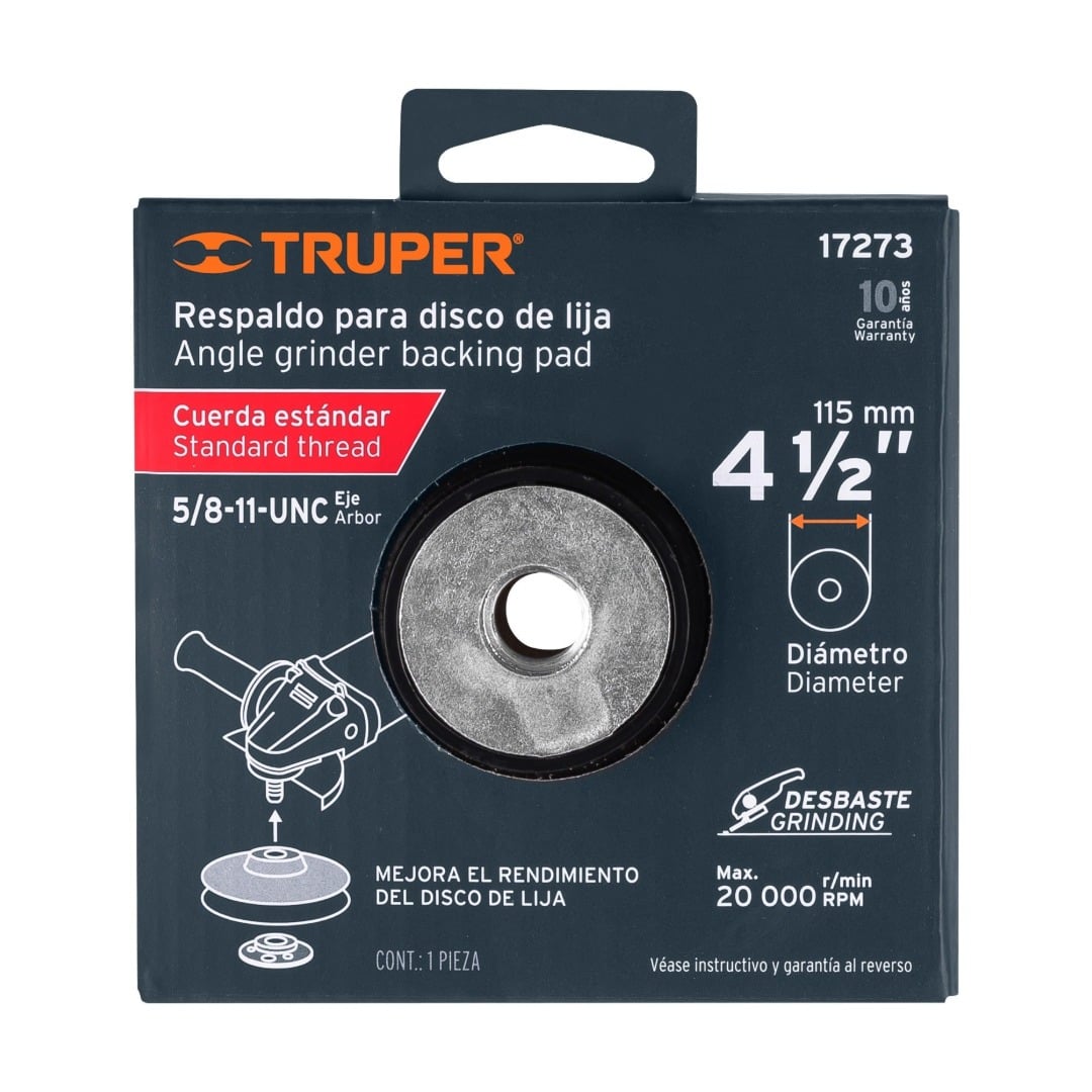 RESPALDO PARA DISCO DE LIJA 4-1/2' EJE 5/8' TRUPER 17273 - 4