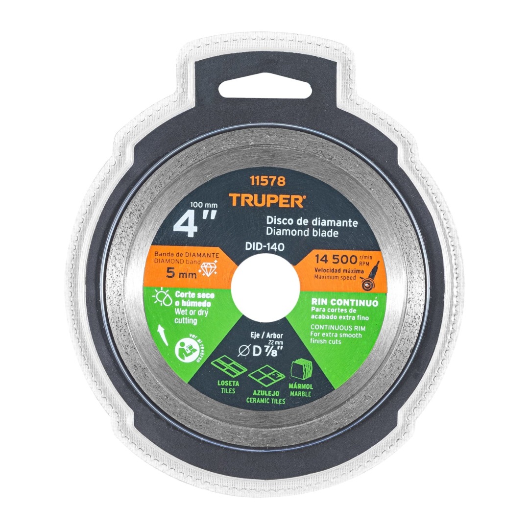 DISCO DE DIAMANTE 4' X 1.6 MM RIN CONTINUO TRUPER 11578 - 4