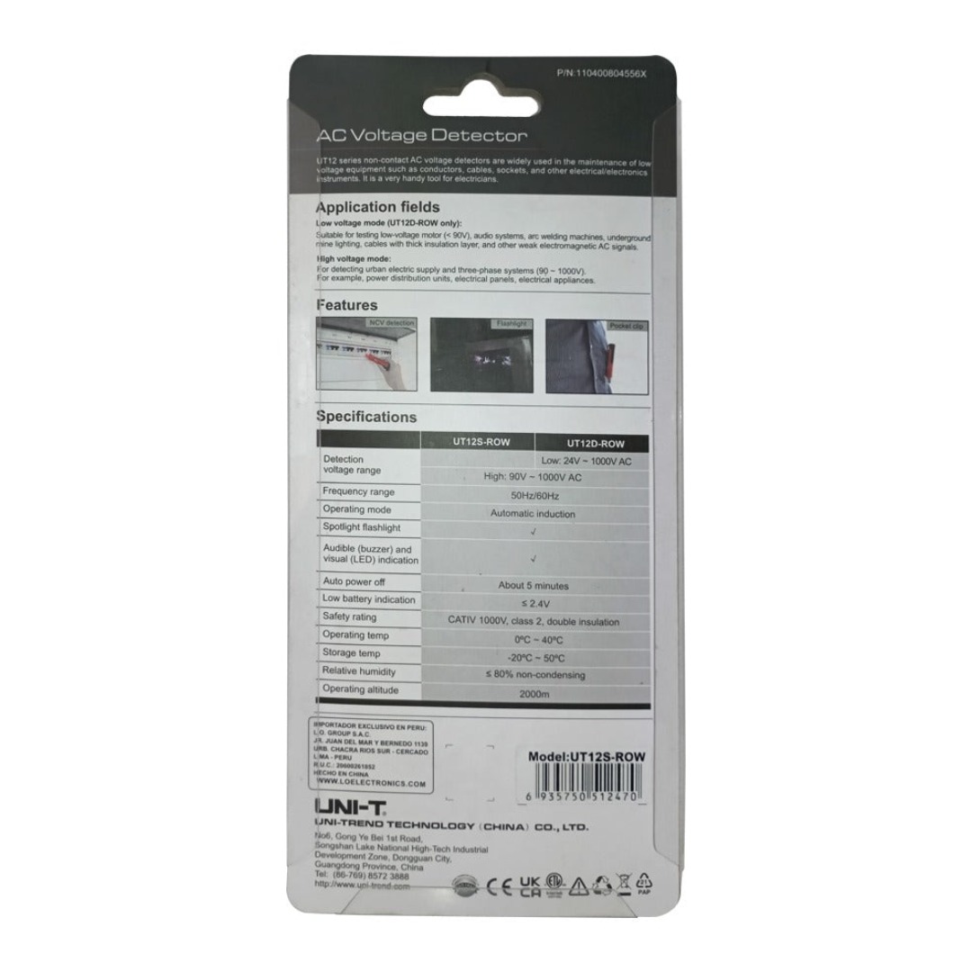 DETECTOR DE VOLTAJE AC SIN CONTACTO 24V-1000V UNI-T UT12D-ROW - 5