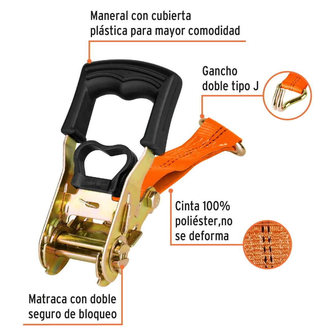 JUEGO DE 2 SUJETADORES CON MATRACA CARGA MÁXIMA 1500 KG TRUPER 101831 - 2
