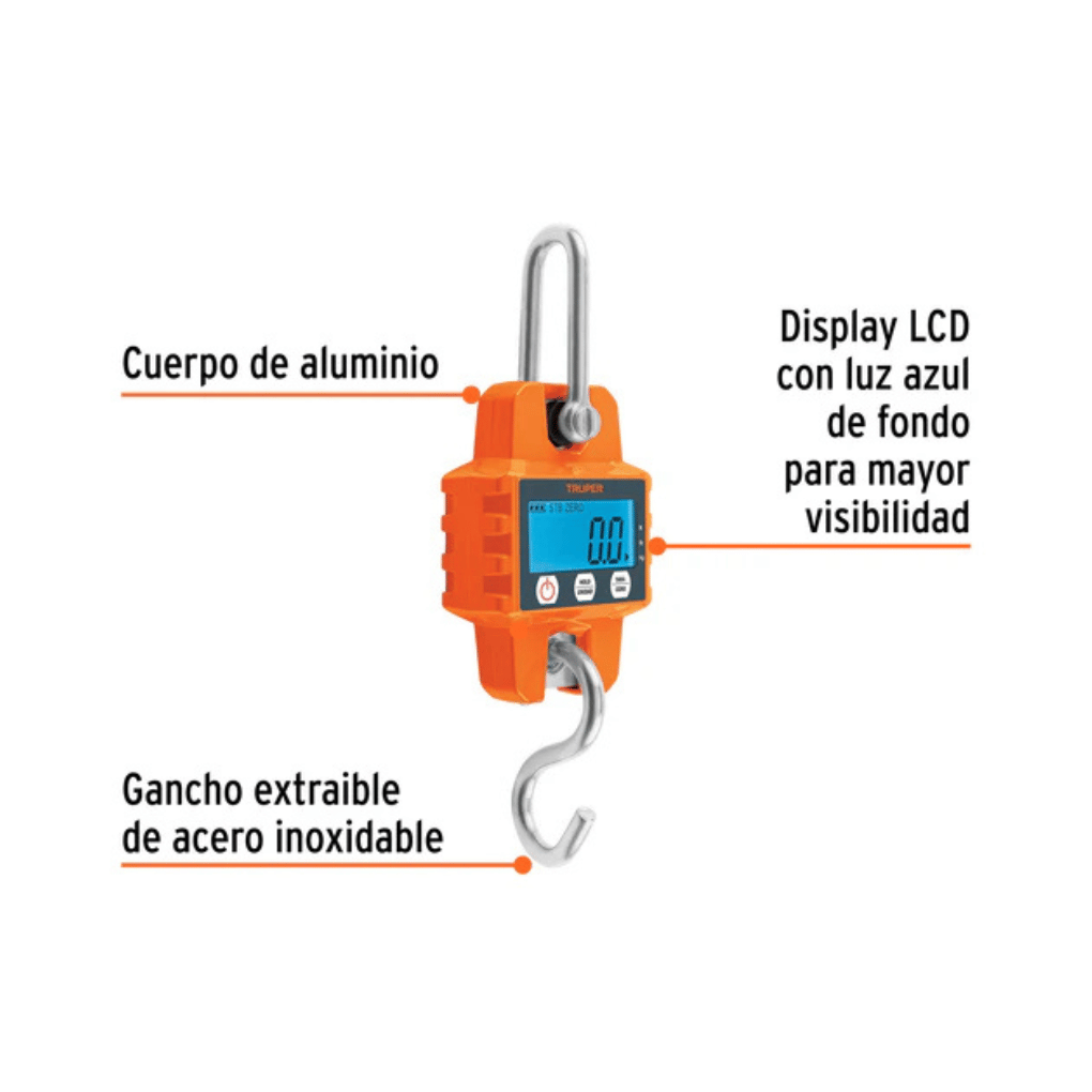 BÁSCULA ELECTRÓNICA COLGANTE DE PILAS 300 KG TRUPER 100788 - 2