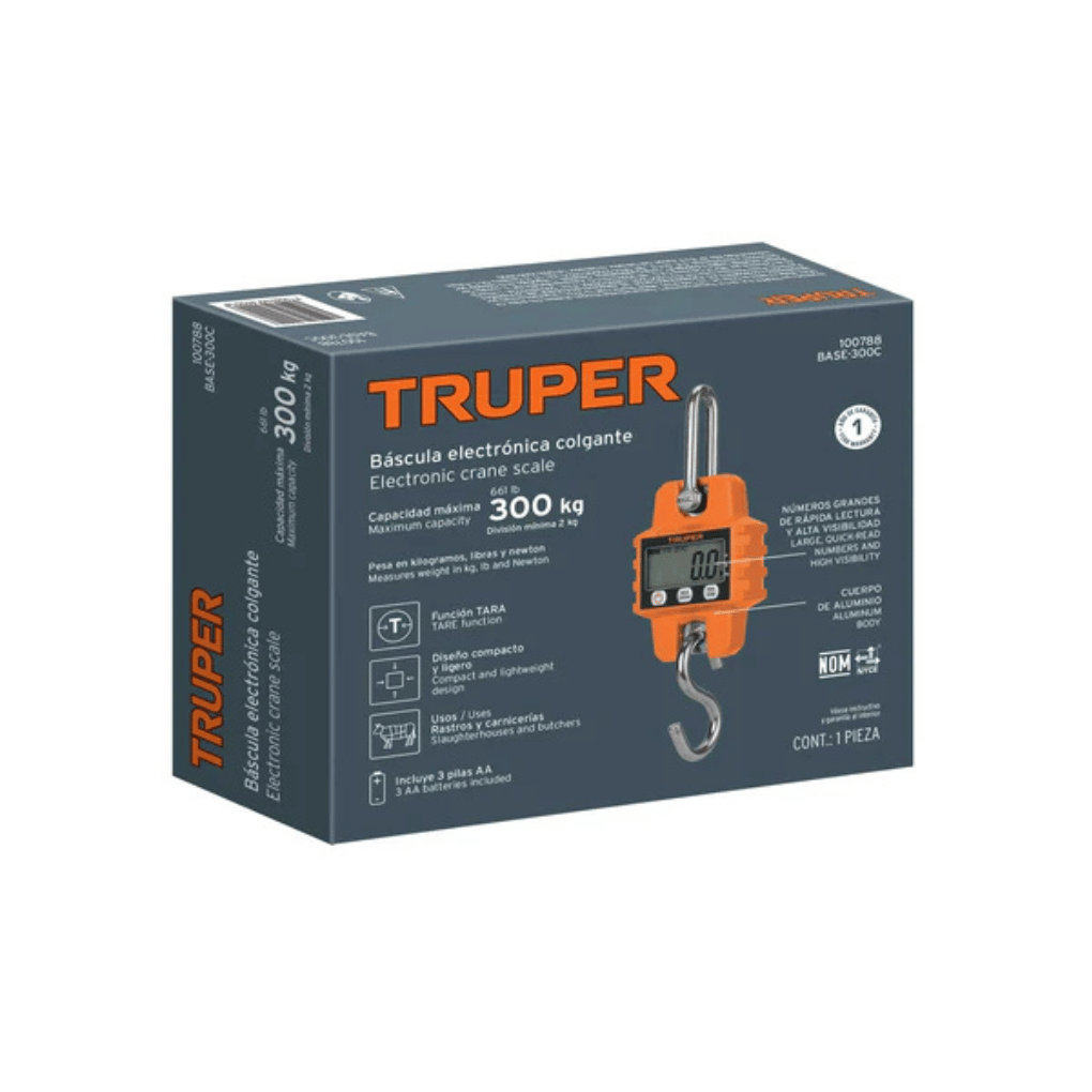 BÁSCULA ELECTRÓNICA COLGANTE DE PILAS 300 KG TRUPER 100788 - 4