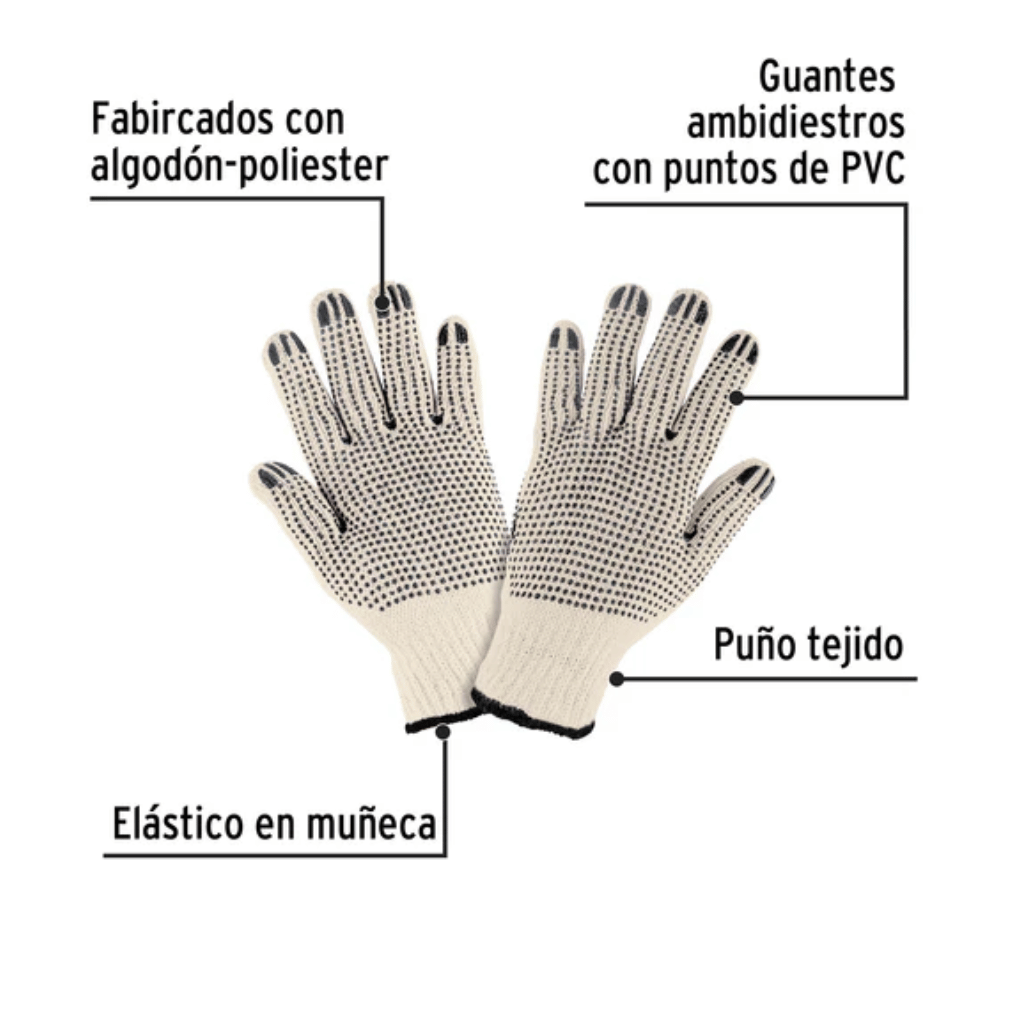 GUANTES DE ALGODÓN CON PUNTOS DE PVC EN PALMA Y DORSO, PRETUL 21830 - 2