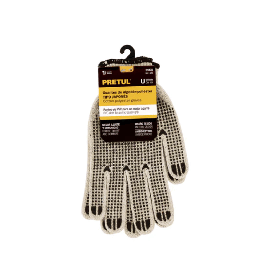 GUANTES DE ALGODÓN CON PUNTOS DE PVC EN PALMA Y DORSO, PRETUL 21830 - 3