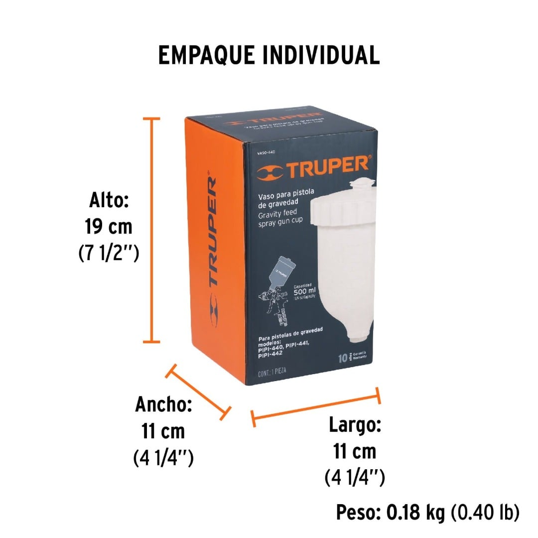 VASO PLÁSTICO DE REPUESTO PARA PISTOLAS PIPI-440/441/442, TRUPER 18538 - 3