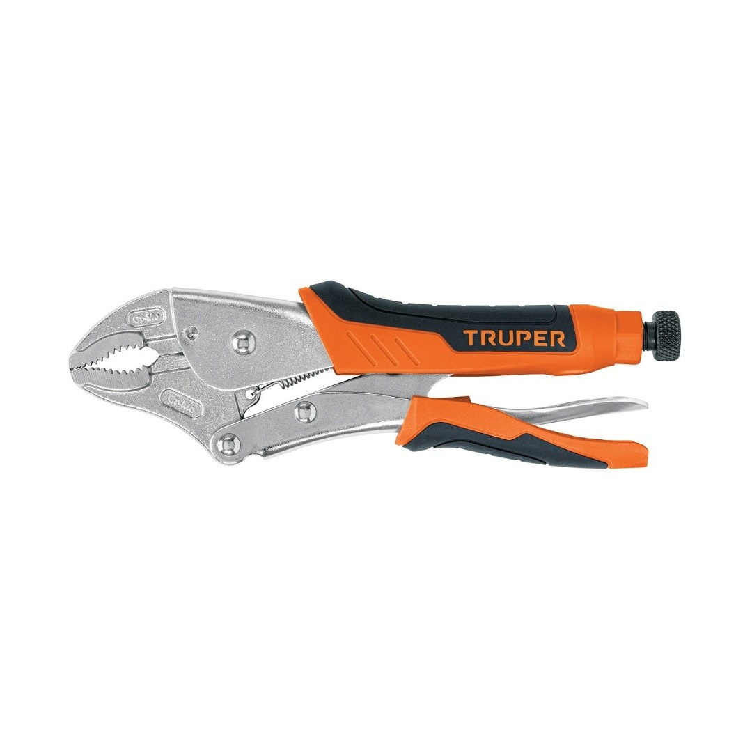 PINZA DE PRESIÓN 10' MORDAZA CURVA CON MANGO DE VINIL, TRUPER 17436 - 1