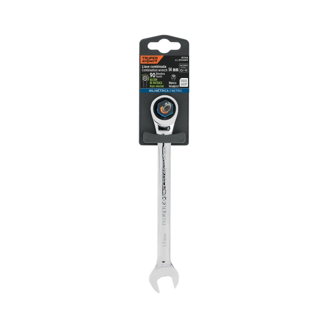 LLAVE COMBINADA CON MATRACA 14 MM X 186 MM, TRUPER 15746 - 1