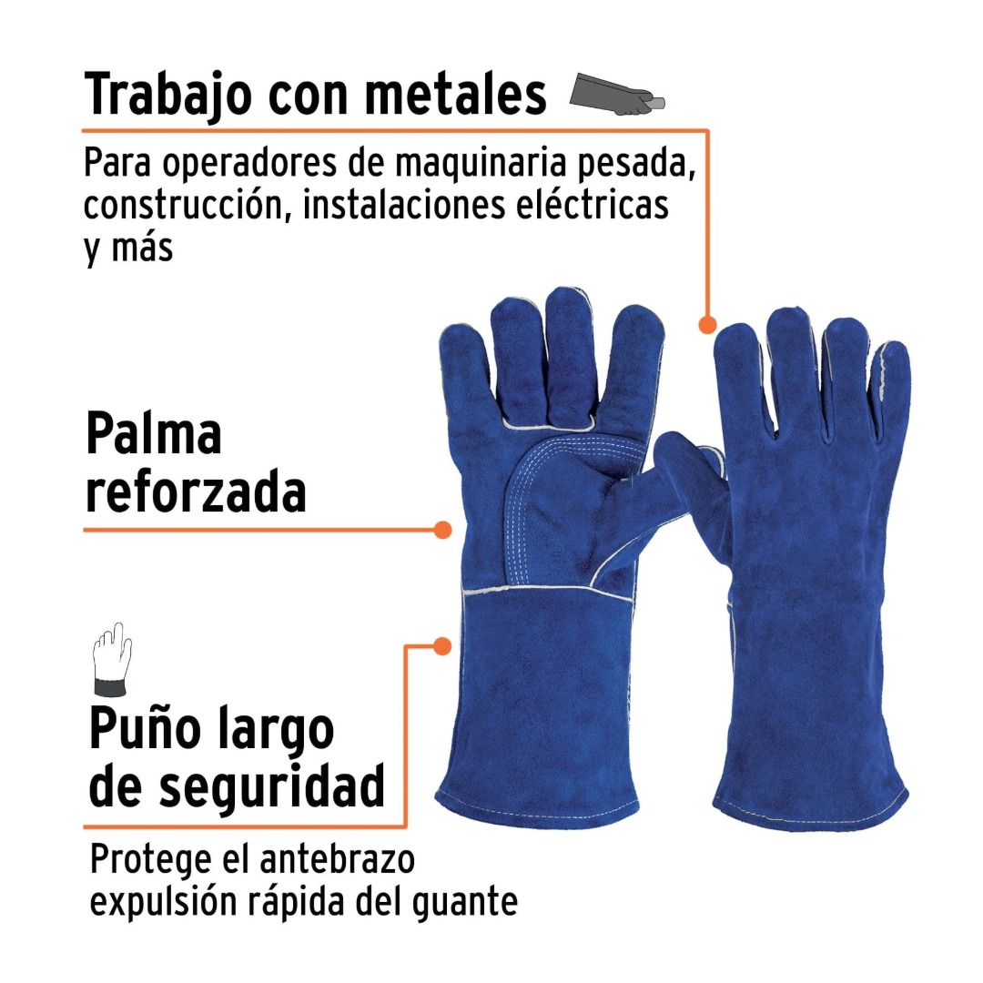 GUANTES PARA SOLDADOR REFORZADOS, AZULES, TRUPER 15246 - 2