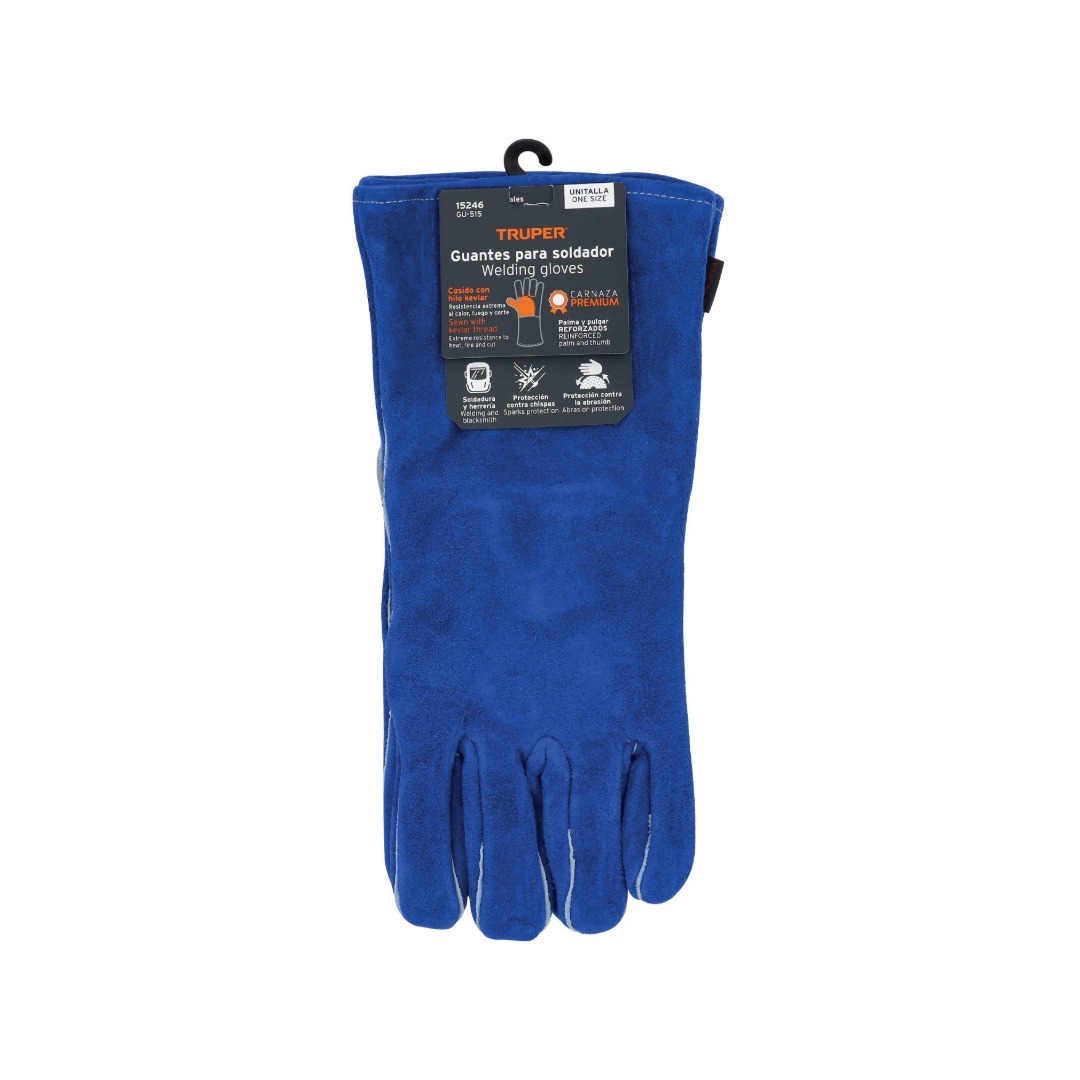 GUANTES PARA SOLDADOR REFORZADOS, AZULES, TRUPER 15246 - 5