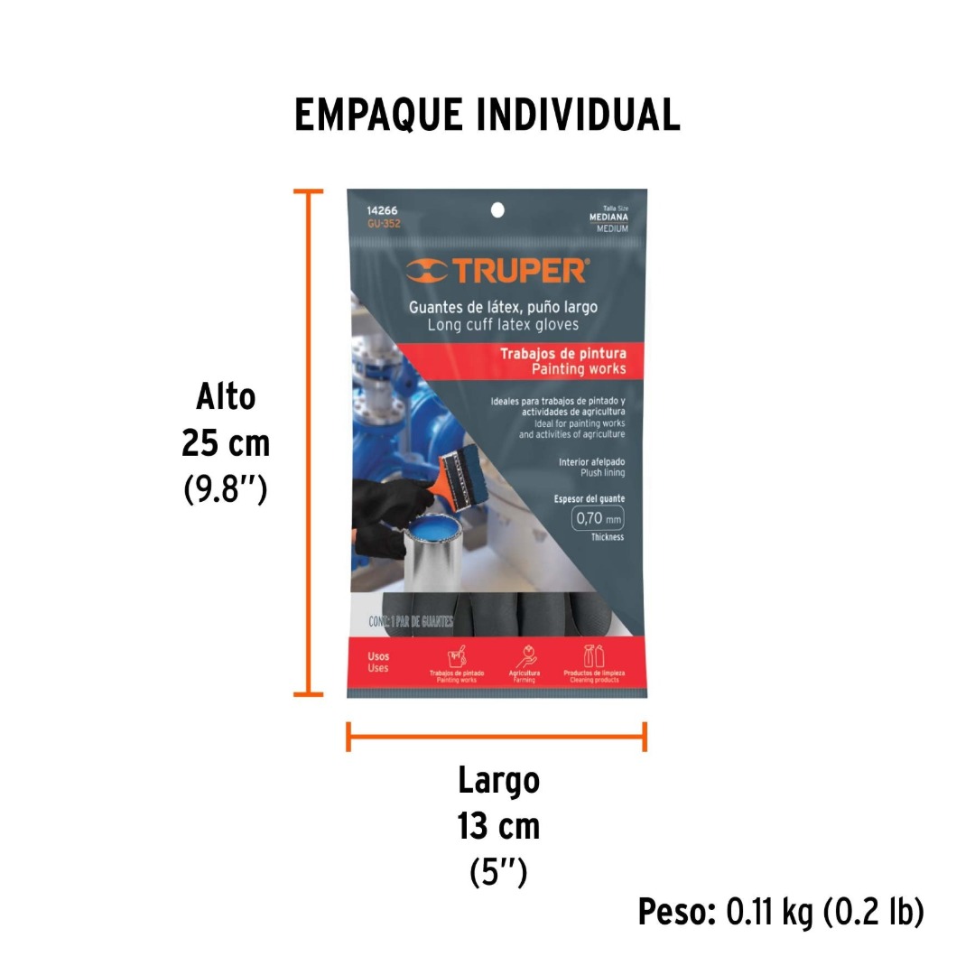 GUANTES DE LÁTEX PARA PINTOR, TALLA M, TRUPER 14266 - 5