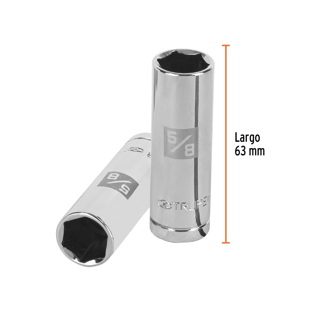 DADO LARGO PARA BUJÍA 5/8', 6 PUNTAS, CUADRO DE 1/2', TRUPER 13365 - 3