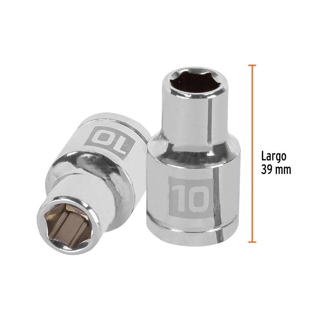 DADO DE 10 MM, 6 PUNTAS, CUADRO DE 1/2', TRUPER 13260 - 2