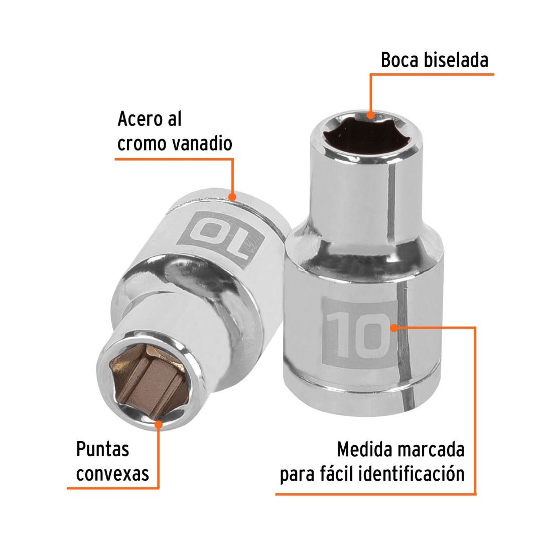 DADO DE 10 MM, 6 PUNTAS, CUADRO DE 1/2', TRUPER 13260 - 3