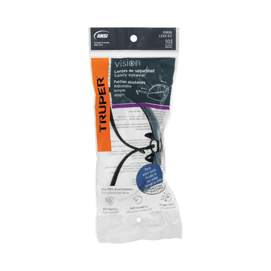 LENTES DE SEGURIDAD ESPEJO AZUL, TRUPER VISION 10826 - 3