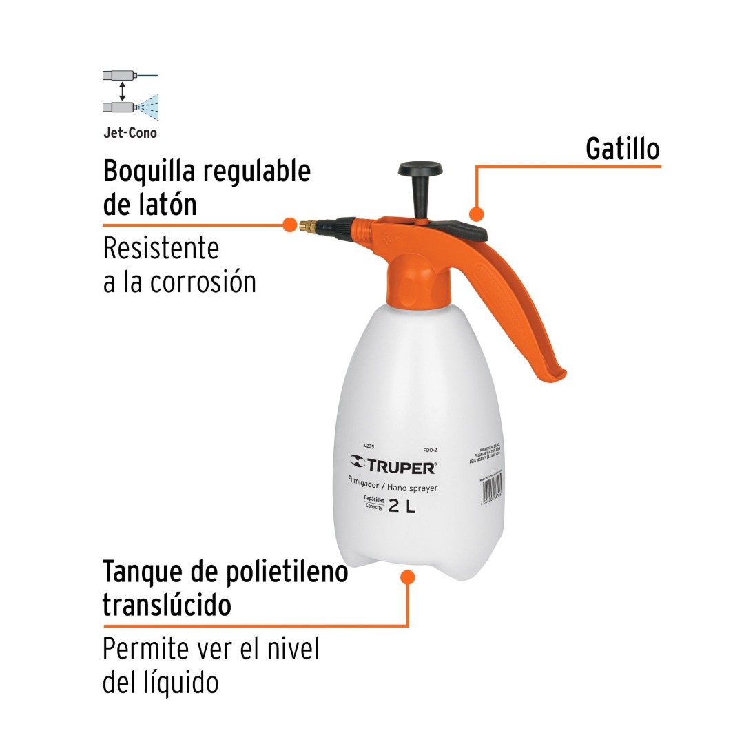 FUMIGADOR DE 2 LITROS DOMÉSTICO, TRUPER 10235 - 2