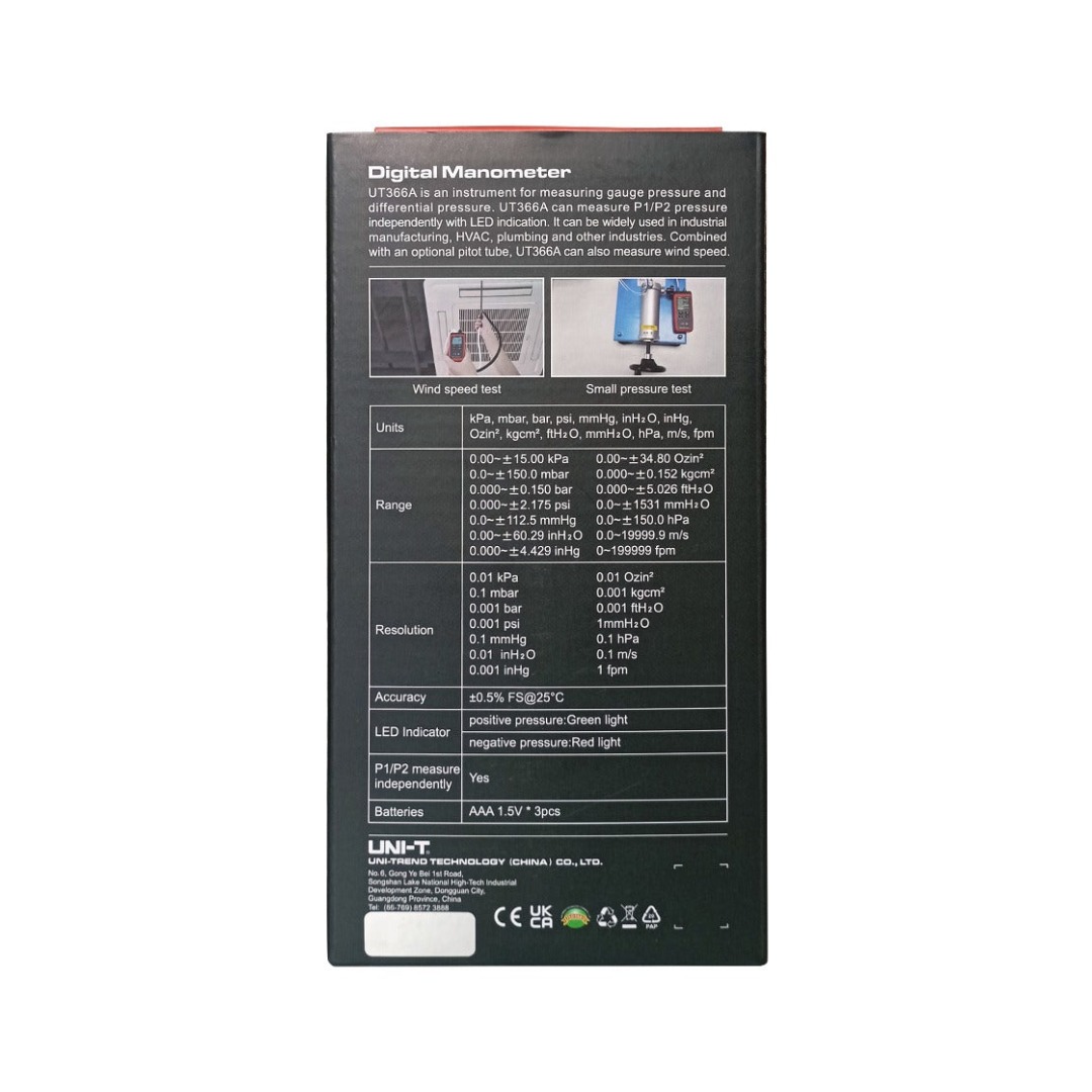 MANÓMETRO DIGITAL UT-366A, UNI-T - 5