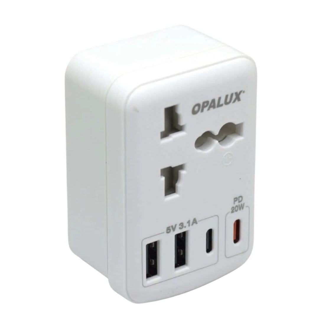 ADAPTADOR MÚLTIPLE PLANO + TIERRA + USB + TIPO C OP-325A, OPALUX - 3