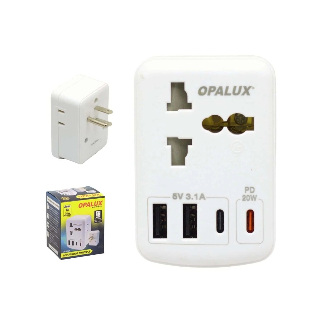 ADAPTADOR MÚLTIPLE PLANO + TIERRA + USB + TIPO C OP-325A, OPALUX - 5
