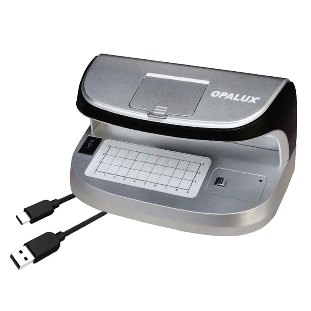 DETECTOR DE BILLETES FALSOS RECARGABLE CON LUPA UV, OPALUX OP-2111 - 1