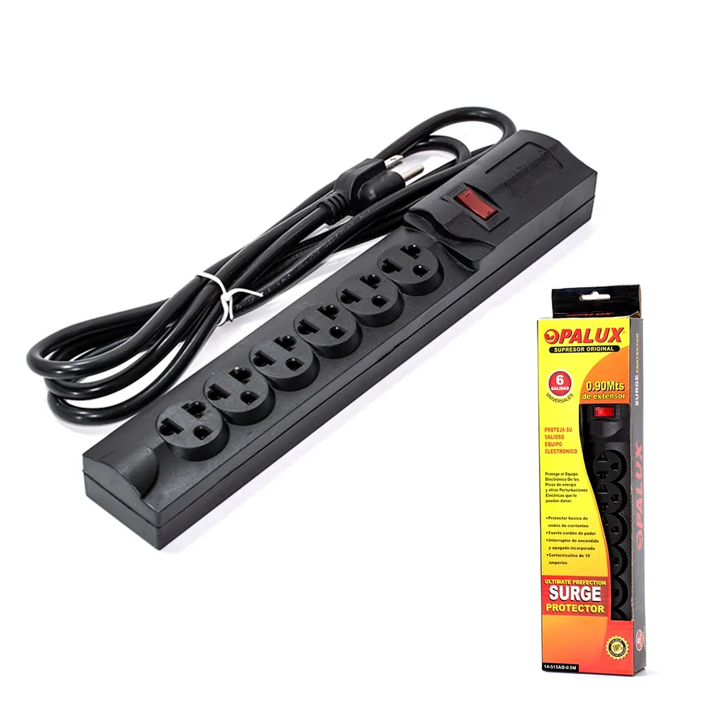 SUPRESOR DE PICOS 6 TOMAS 90 CM 2200W, OPALUX 14-515AB-0.9M - 3