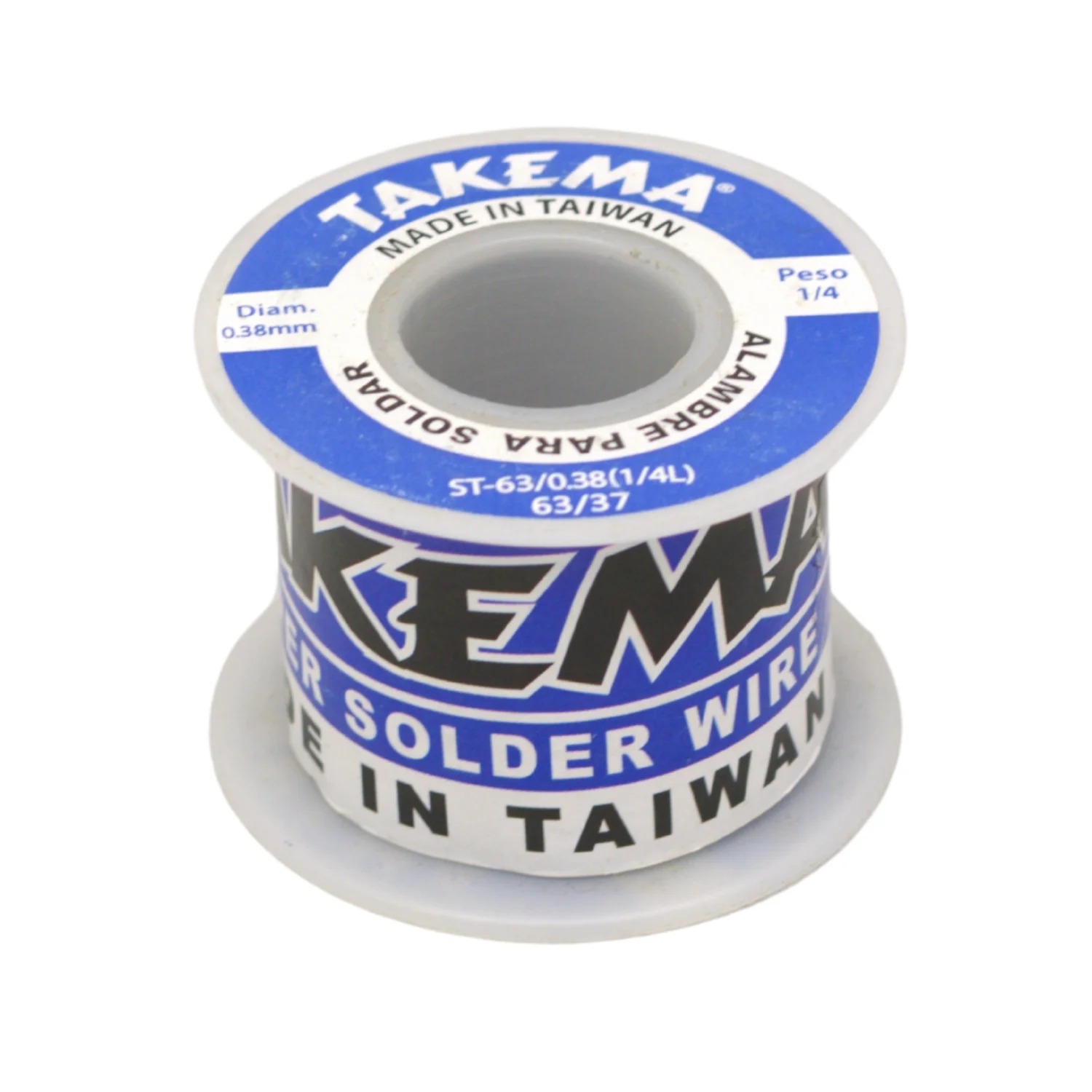 ROLLO DE SOLDADURA 0.38 MM 1/4 LB, TAKEMA ST-63/0.38(1/4L) - 1