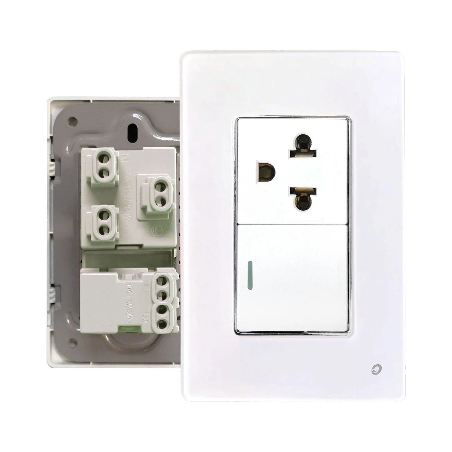 INTERRUPTOR + TOMACORRIENTE UNIVERSAL 15A CON PUESTA A TIERRA, OPALUX OP-AT-23BL - 2