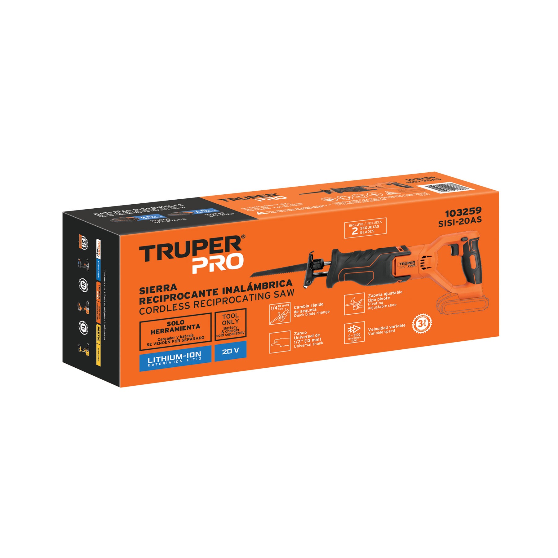 SIERRA SABLE 20V SIN ACCESORIOS, TRUPER 103259 - 4