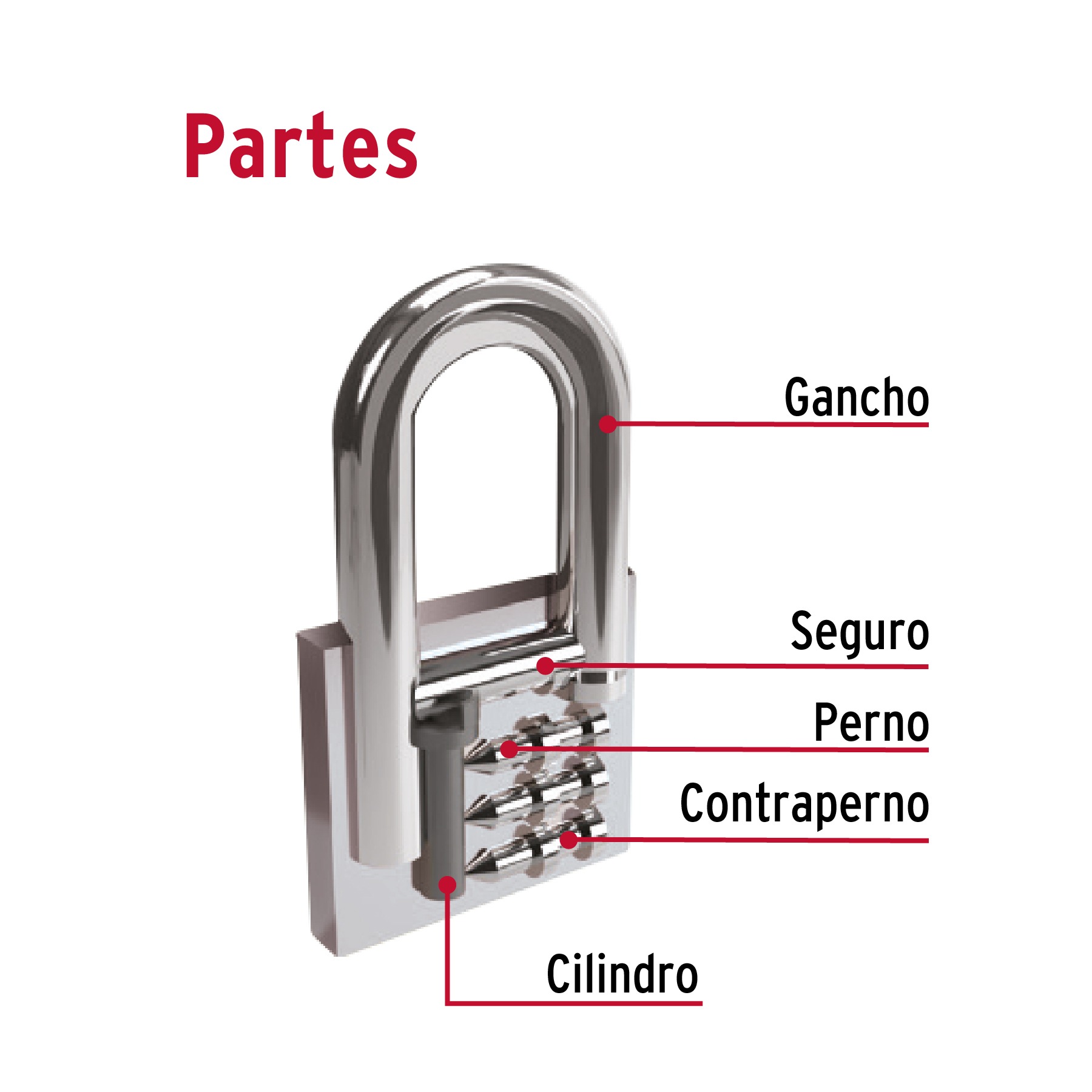 CANDADO DE HIERRO 63 MM CON GANCHO LARGO, HERMEX 43802 - 3