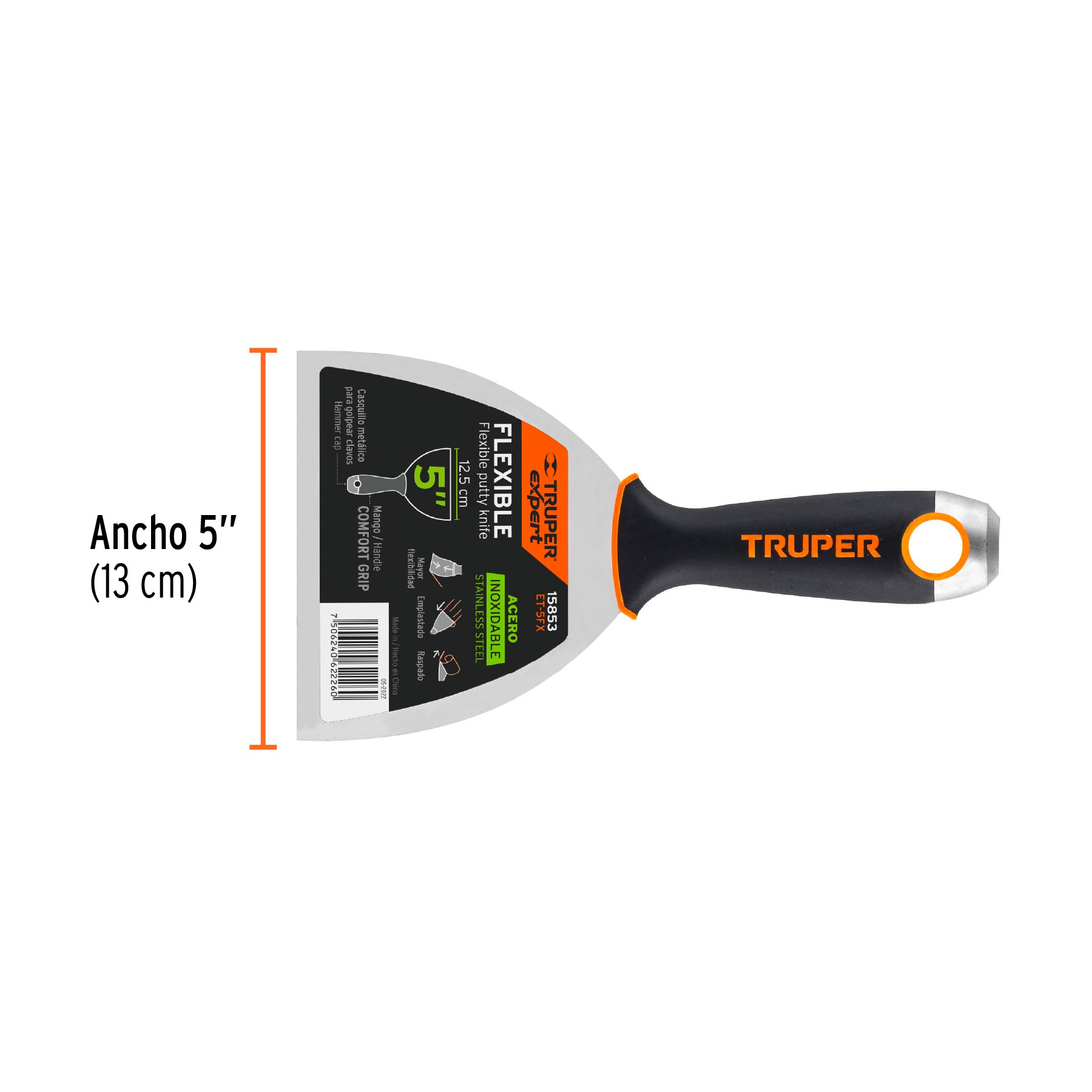 ESPÁTULA FLEXIBLE 5' ACERO INOXIDABLE COMFORT GRIP, TRUPER 15853 - 3