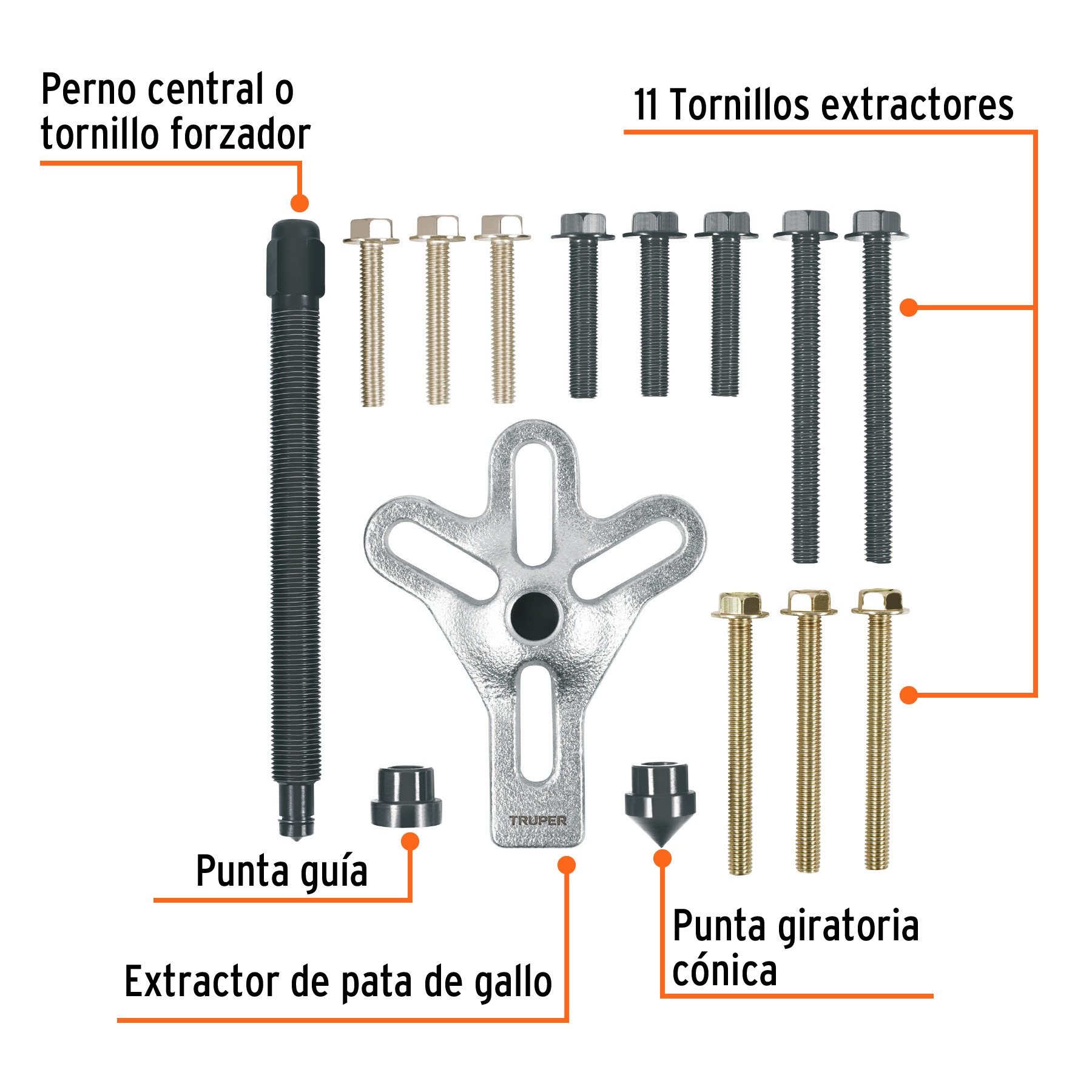 EXTRACTOR PATA DE GALLO 15 PIEZAS, TRUPER 14511 - 2