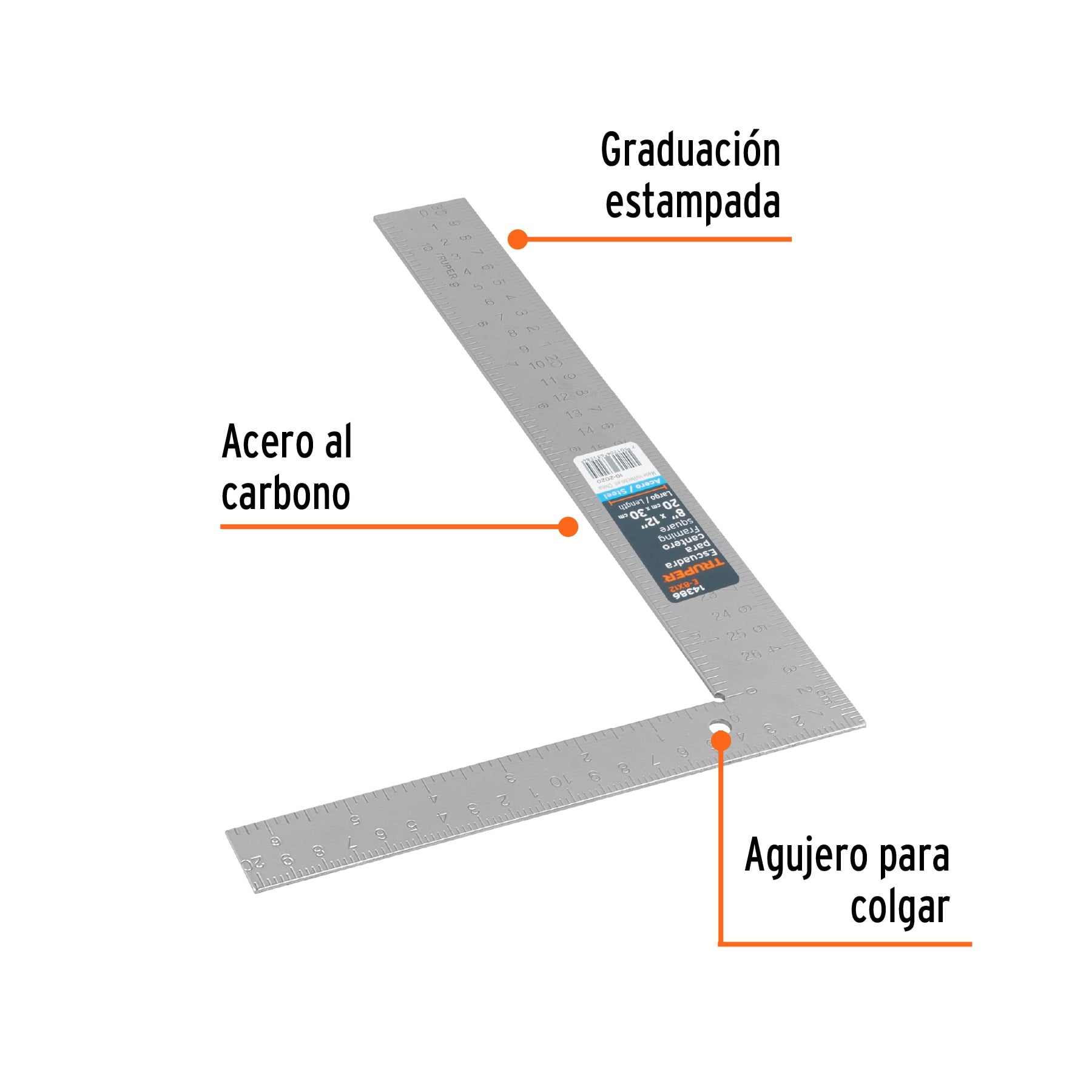 ESCUADRA 8' X 12' DE ACERO PARA CANTERO, TRUPER 14386 - 2
