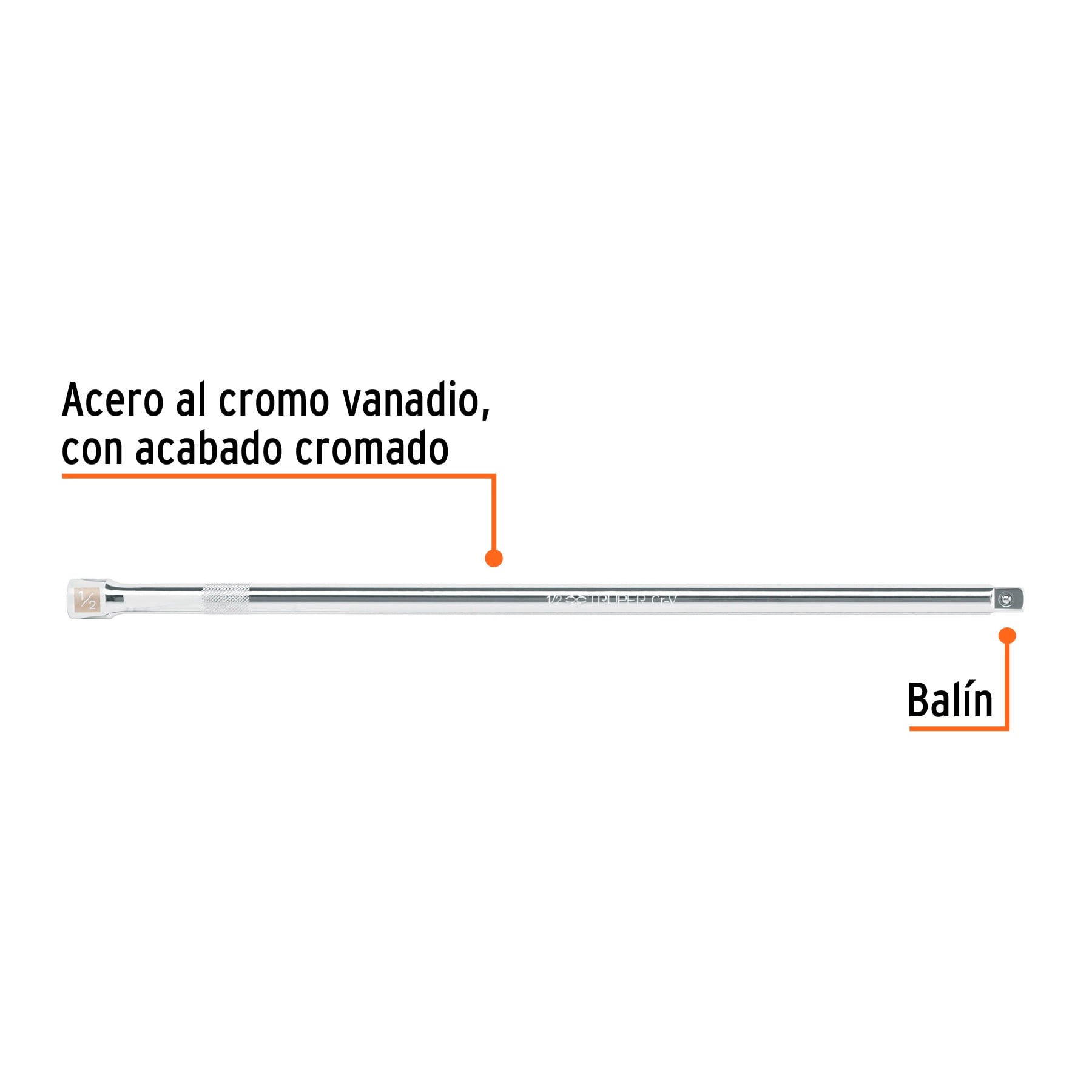 EXTENSIÓN PARA MATRACA, CUADRO 1/2' LARGO 15', TRUPER 13918 - 2