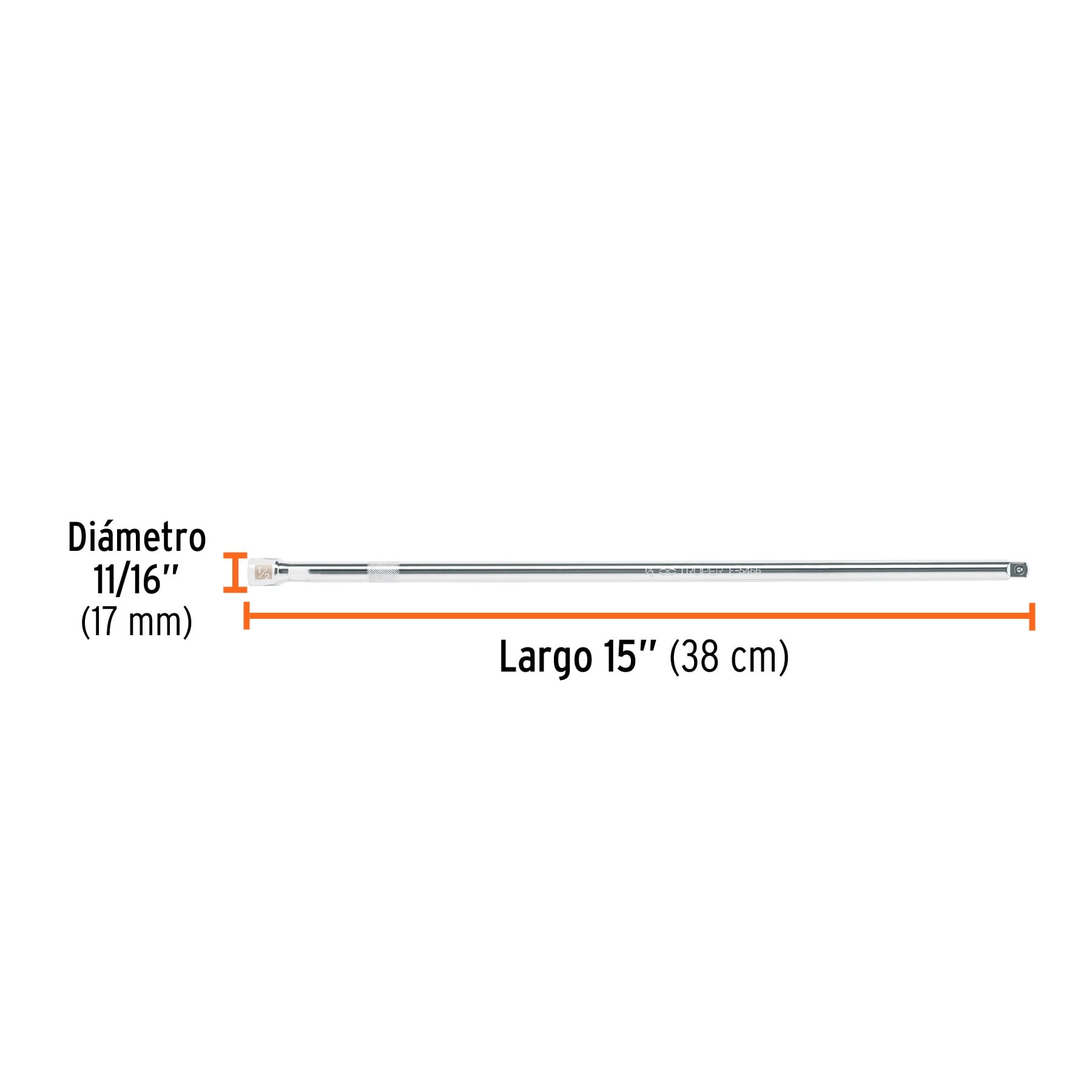 EXTENSIÓN PARA MATRACA, CUADRO 1/2' LARGO 15', TRUPER 13918 - 3