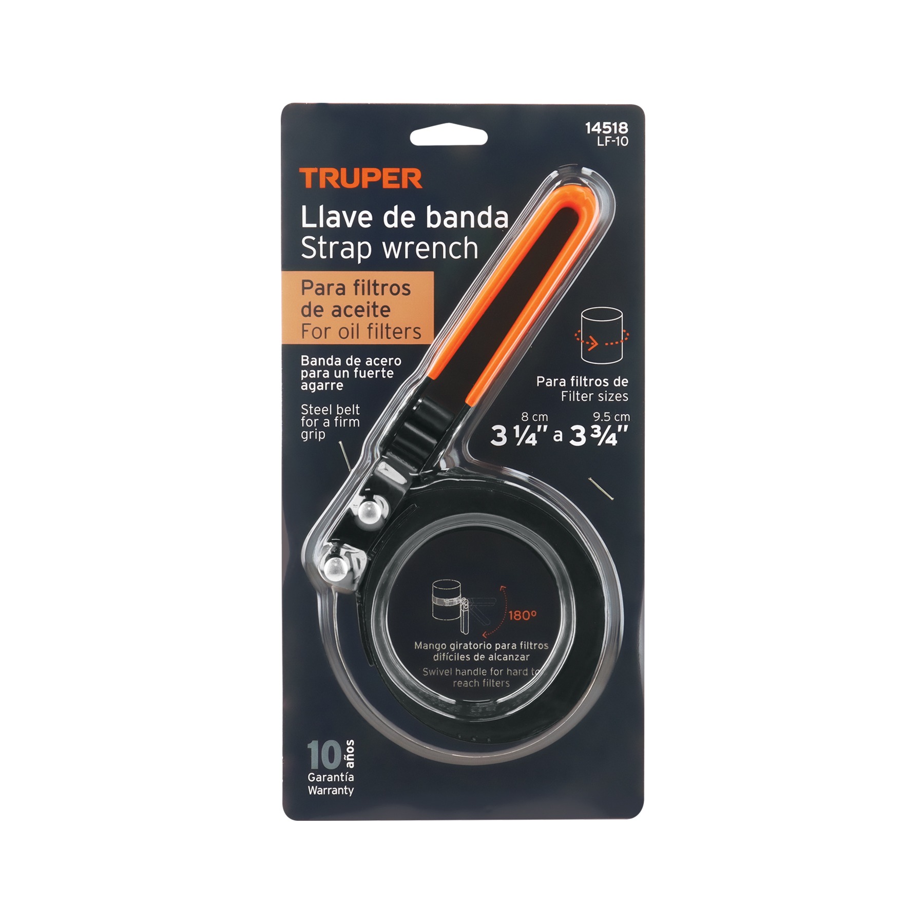 LLAVE DE BANDA METÁLICA 3-1/4' - 3-3/4' PARA FILTRO DE ACEITE, TRUPER 14518 - 5