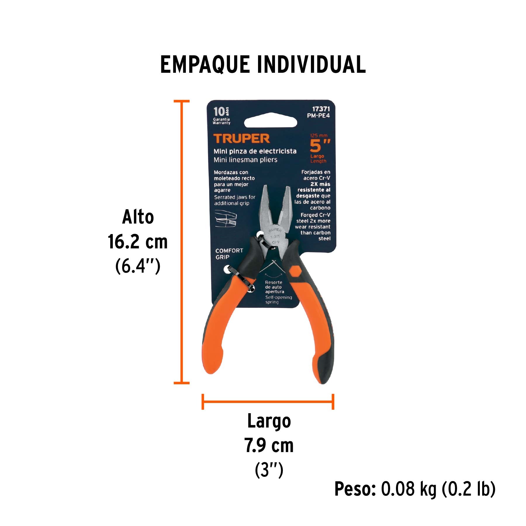 MINI PINZA PARA ELECTRICISTA 5' MANGO COMFORT GRIP, TRUPER 17371 - 4