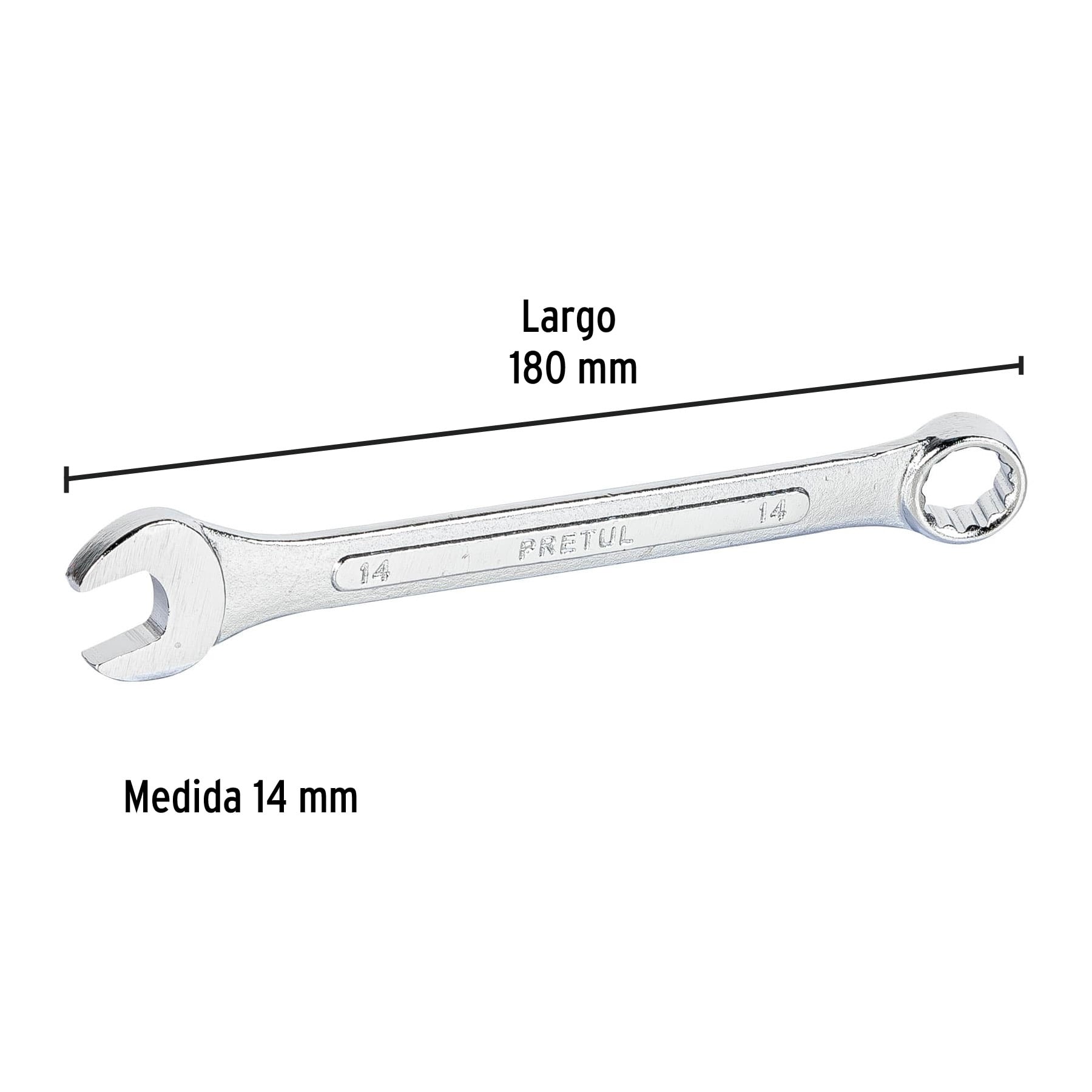 LLAVE COMBINADA 14 MM X 180 MM, PRETUL 21908 - 2