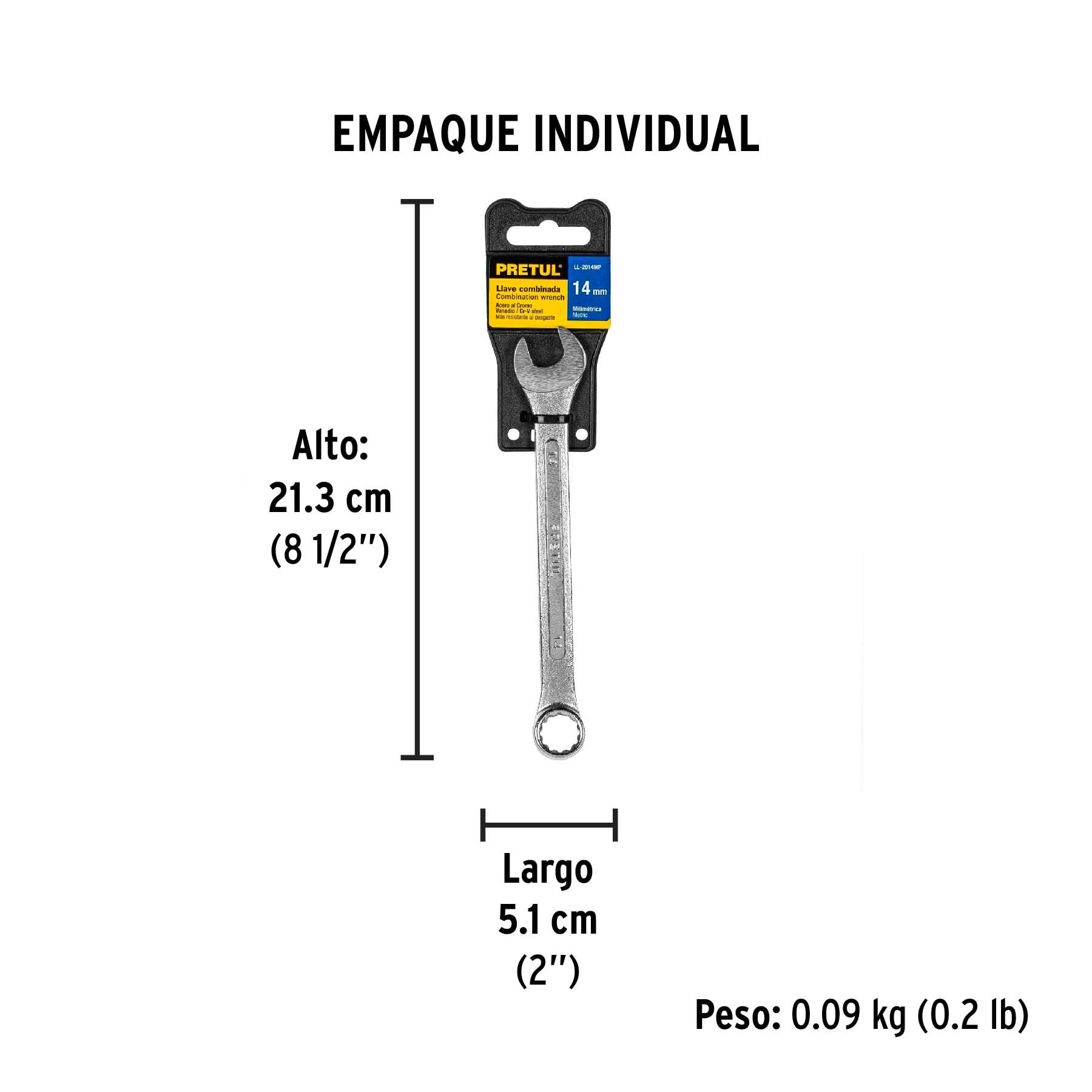 LLAVE COMBINADA 14 MM X 180 MM, PRETUL 21908 - 3