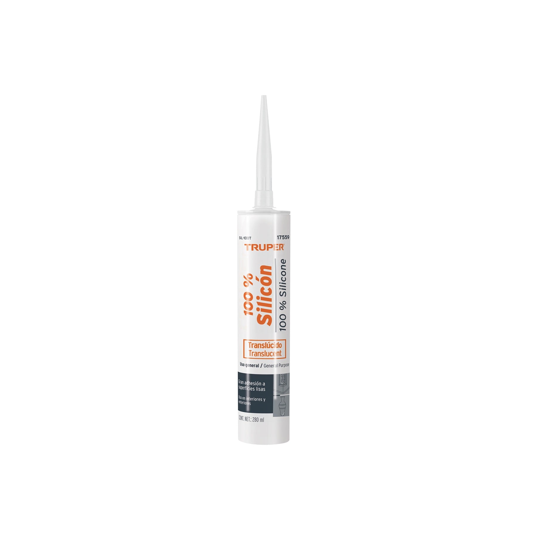 SELLADOR TRANSPARENTE 100% SILICÓN 280 ML, TRUPER 17559 - 1