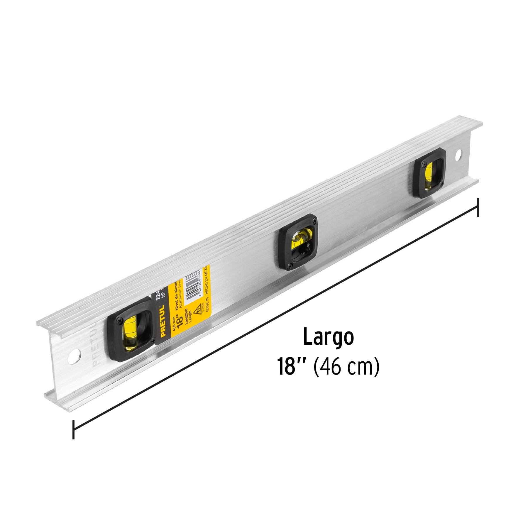 NIVEL DE 18' CON CUERPO DE ALUMINIO, PRETUL 22458 - 3