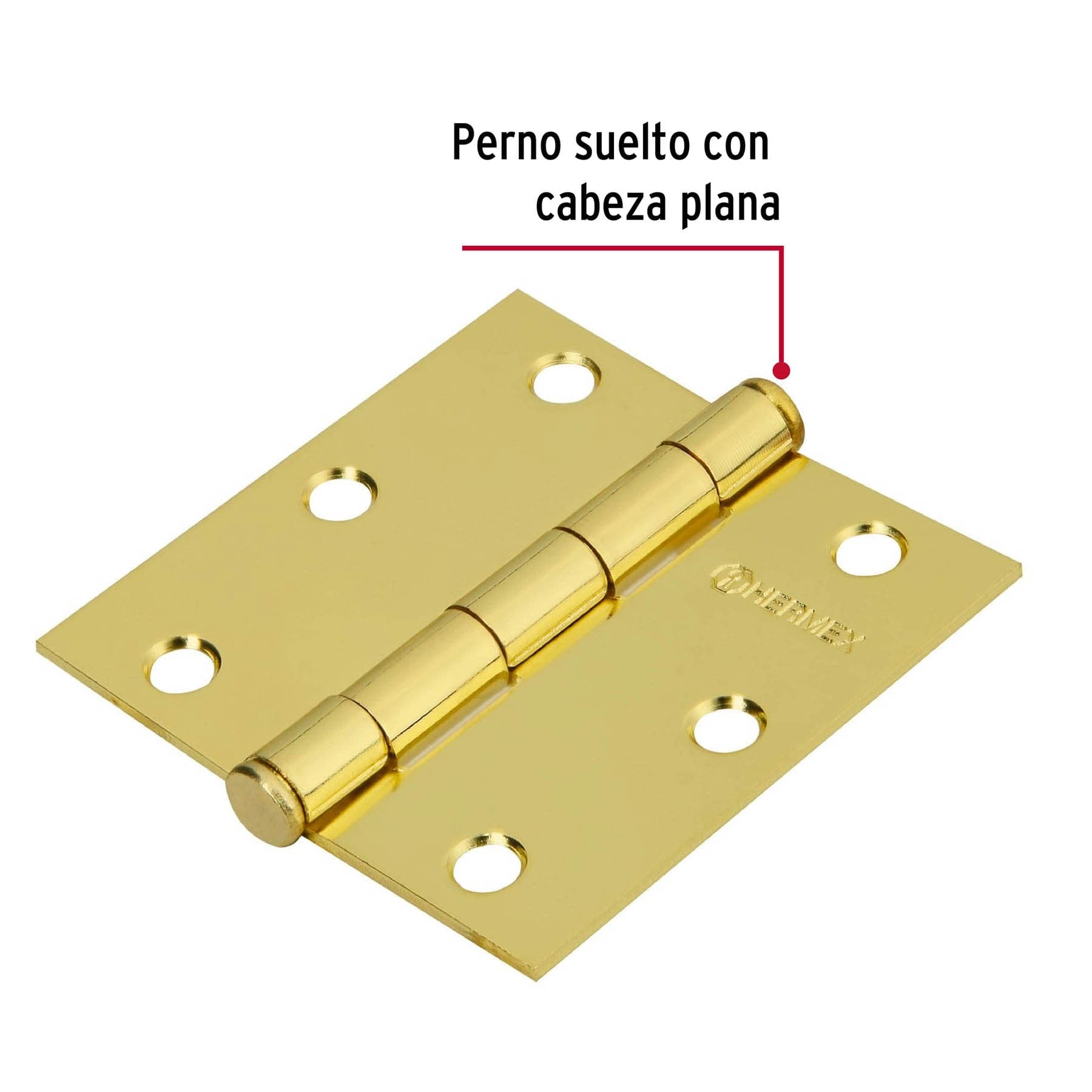 BISAGRA CUADRADA 3' LATONADA, CABEZA PLANA, HERMEX - 2