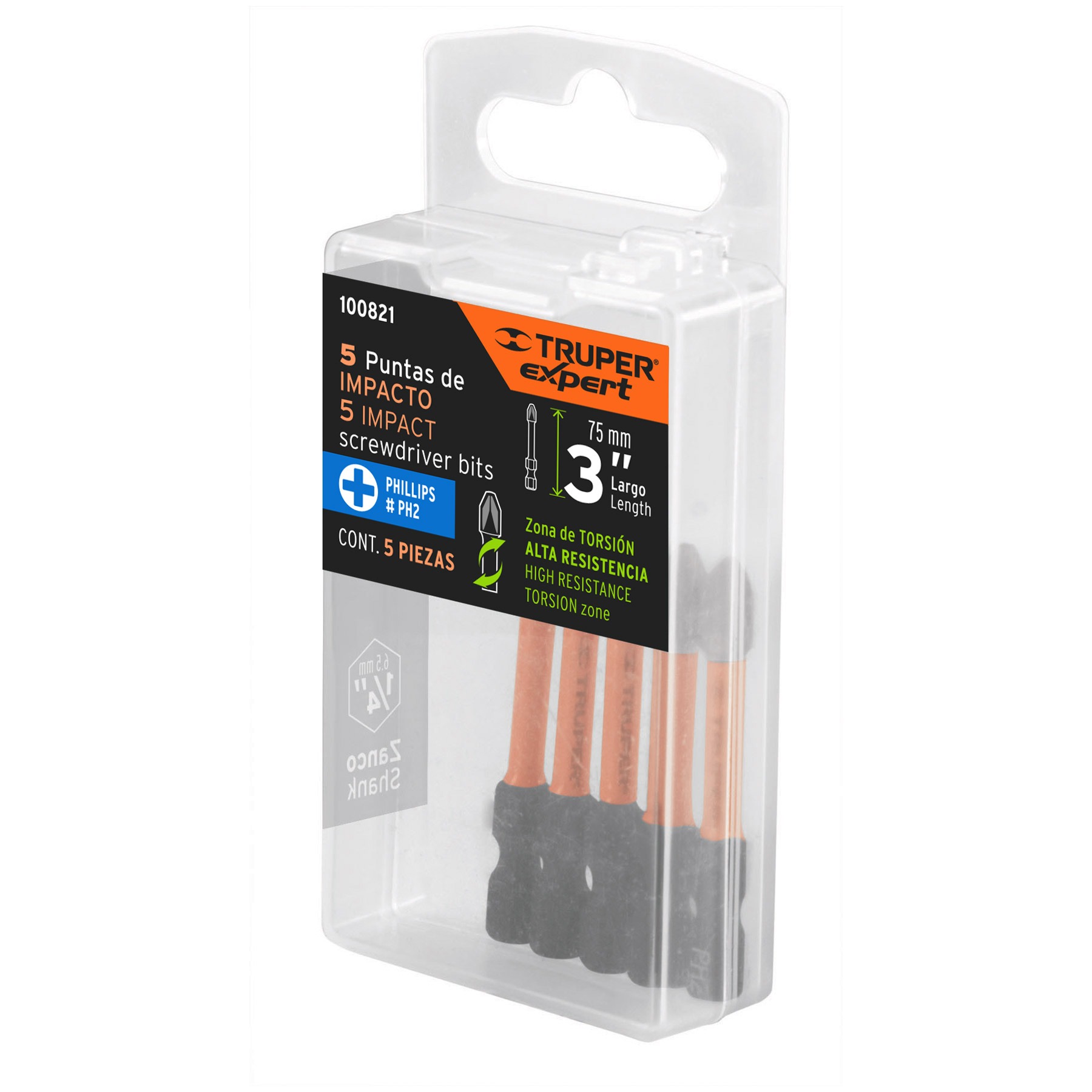 ESTUCHE CON 5 PUNTAS DE CRUZ PH2 DE IMPACTO LARGO 3', TRUPER 100821 - 6