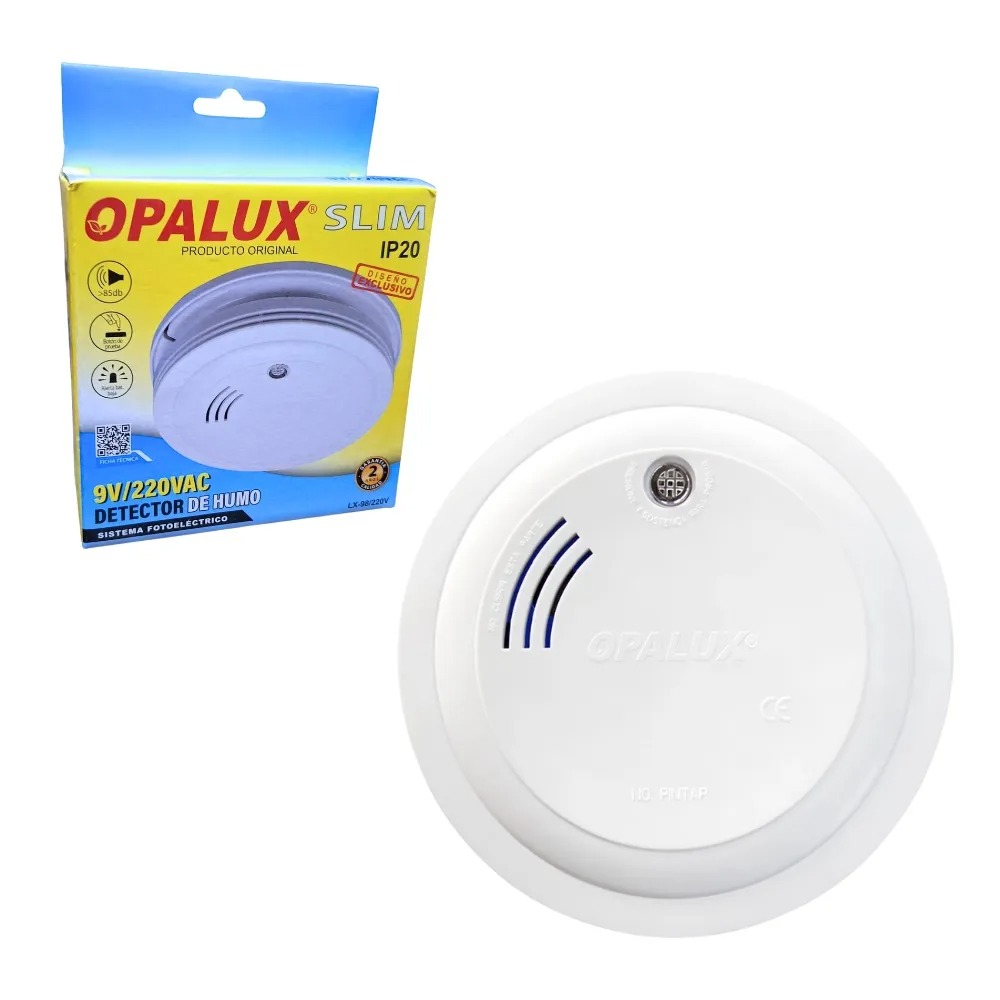 DETECTOR DE HUMO FOTOELÉCTRICO OPALUX LX-98 9V | ALARMA 85 DB | IP20 - 2