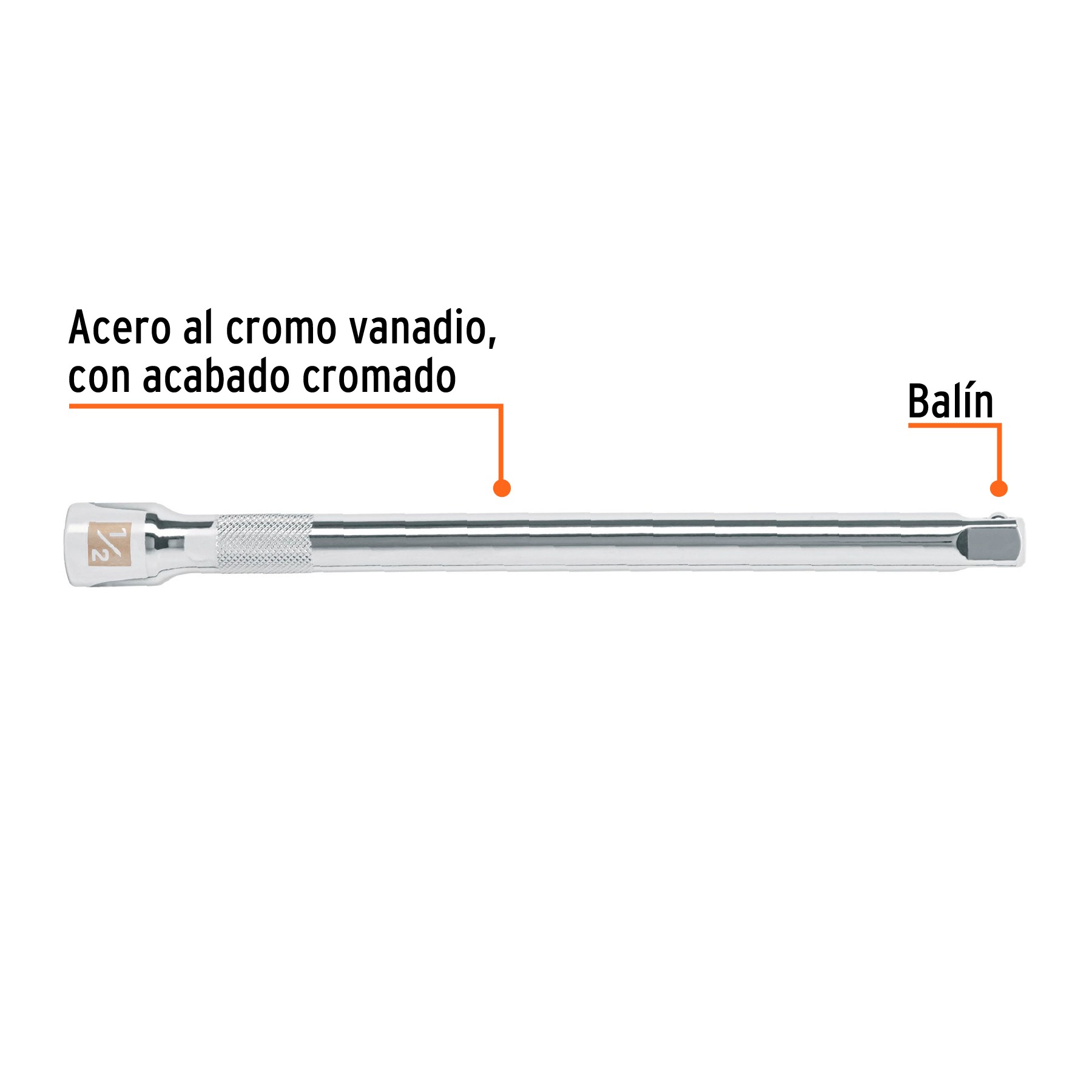 EXTENSIÓN PARA MATRACA CUADRO 1/2' LARGO 10', TRUPER 13418 - 2