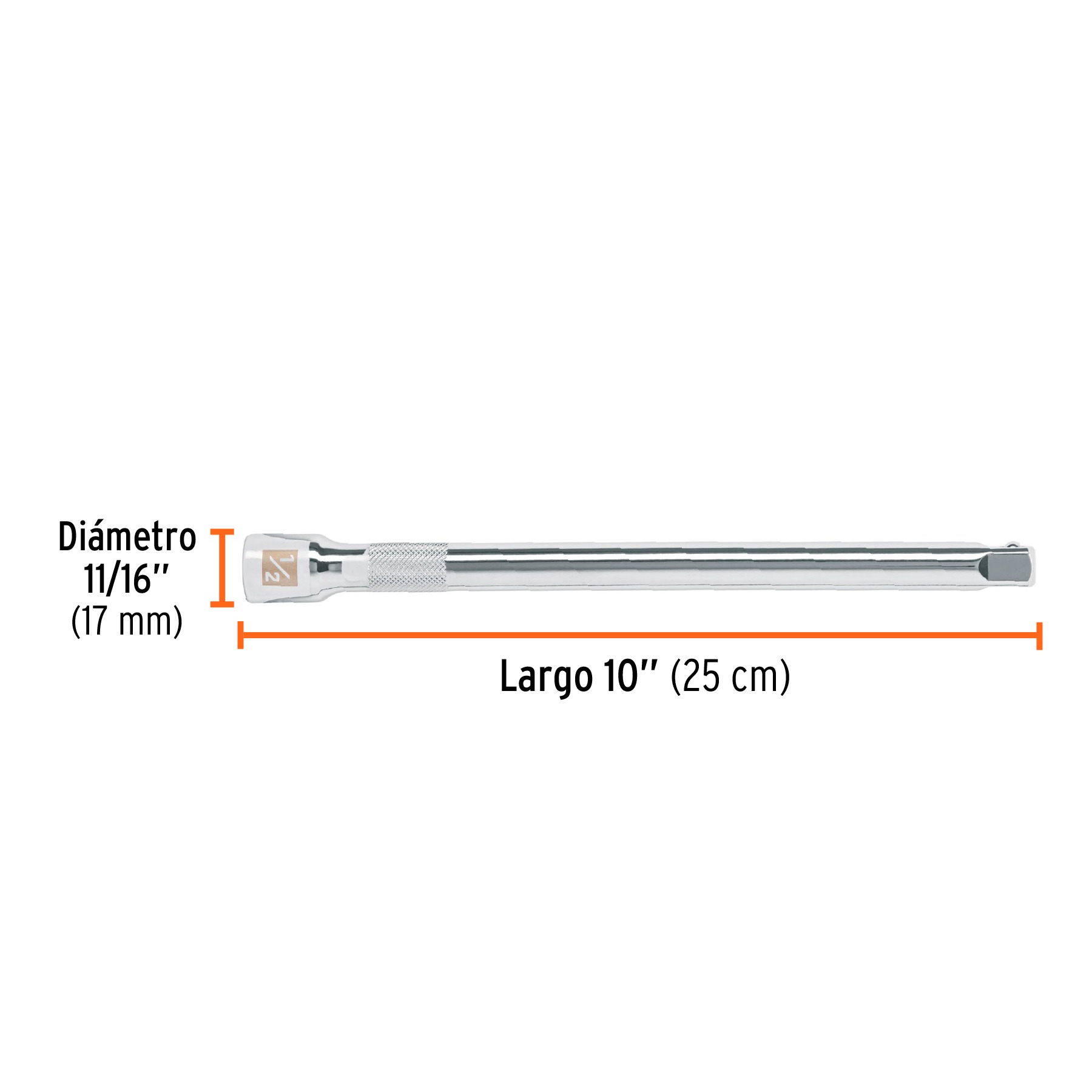 EXTENSIÓN PARA MATRACA CUADRO 1/2' LARGO 10', TRUPER 13418 - 3