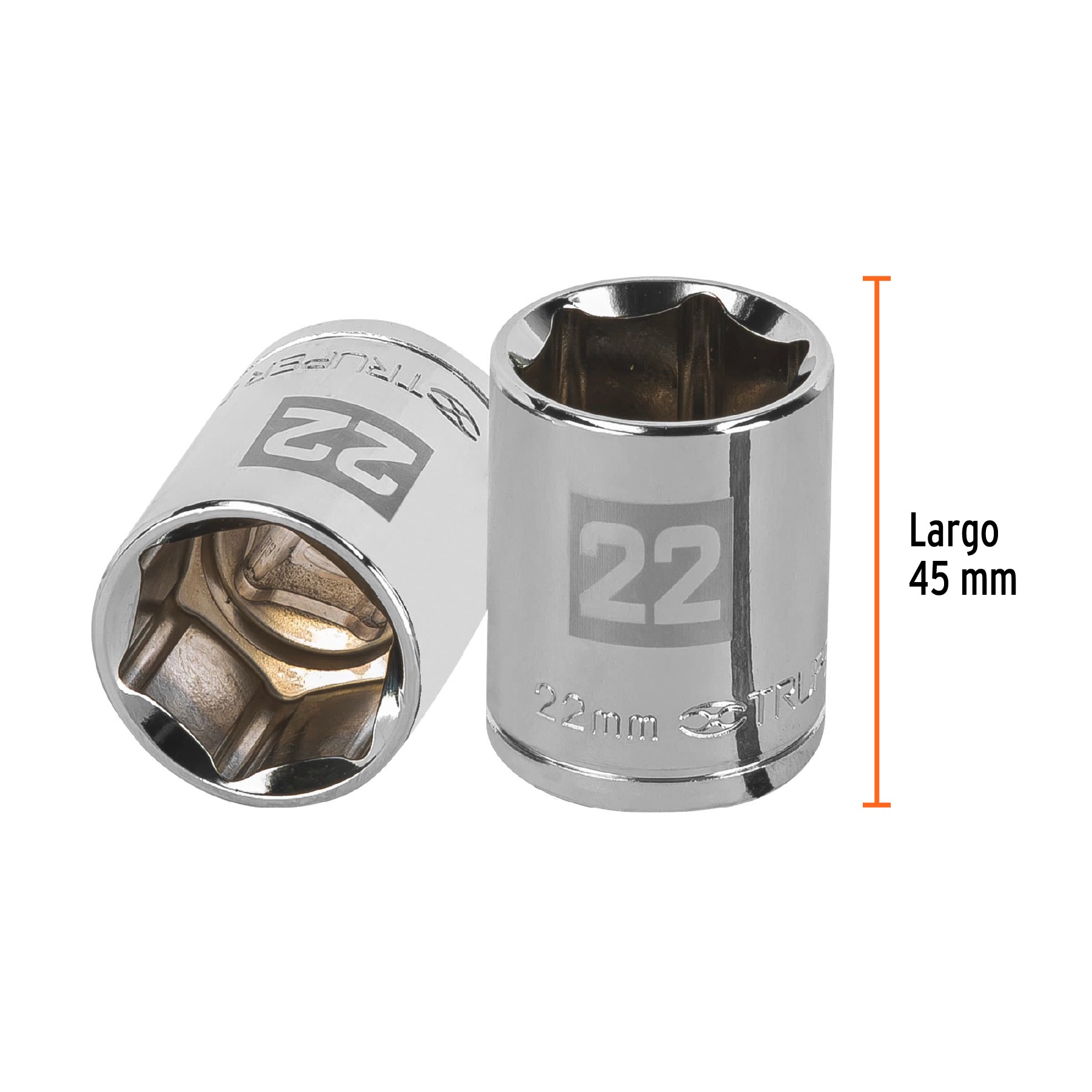 DADO DE 22 MM, 6 PUNTAS, CUADRO 1/2', TRUPER 13272 - 3