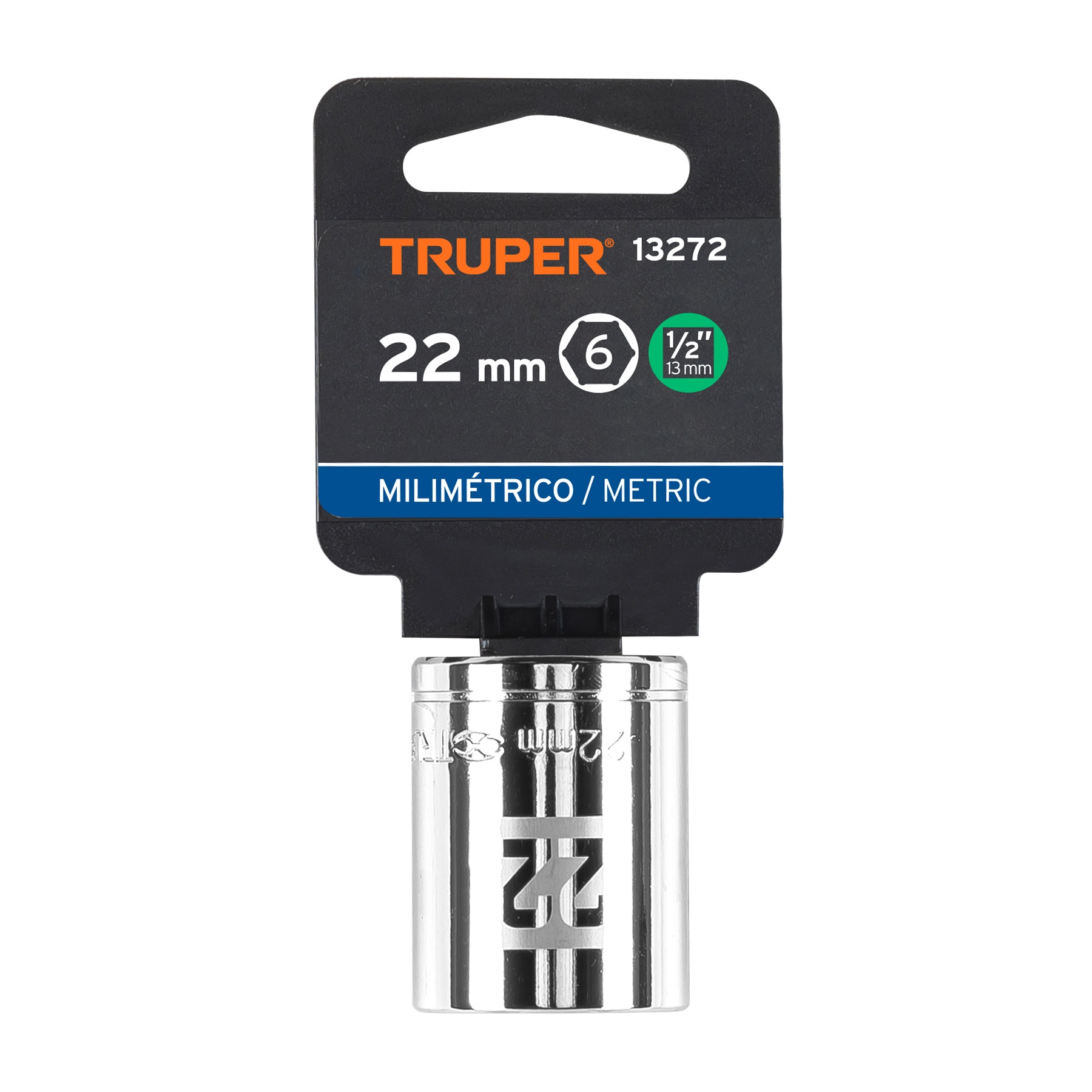 DADO DE 22 MM, 6 PUNTAS, CUADRO 1/2', TRUPER 13272 - 4