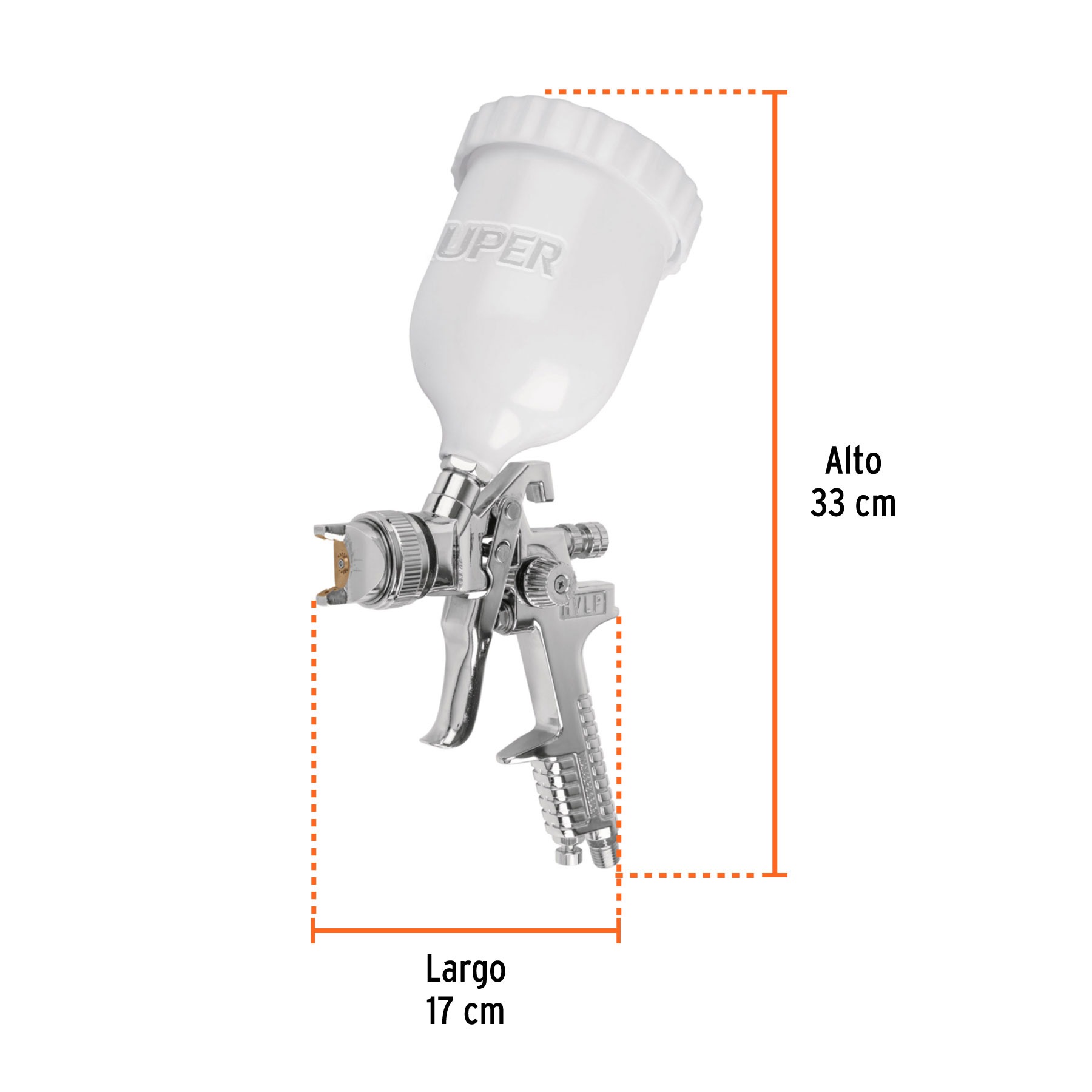 PISTOLA PARA PINTAR GRAVEDAD HVLP VASO PLÁSTICO 2 MM, TRUPER 12131 - 3