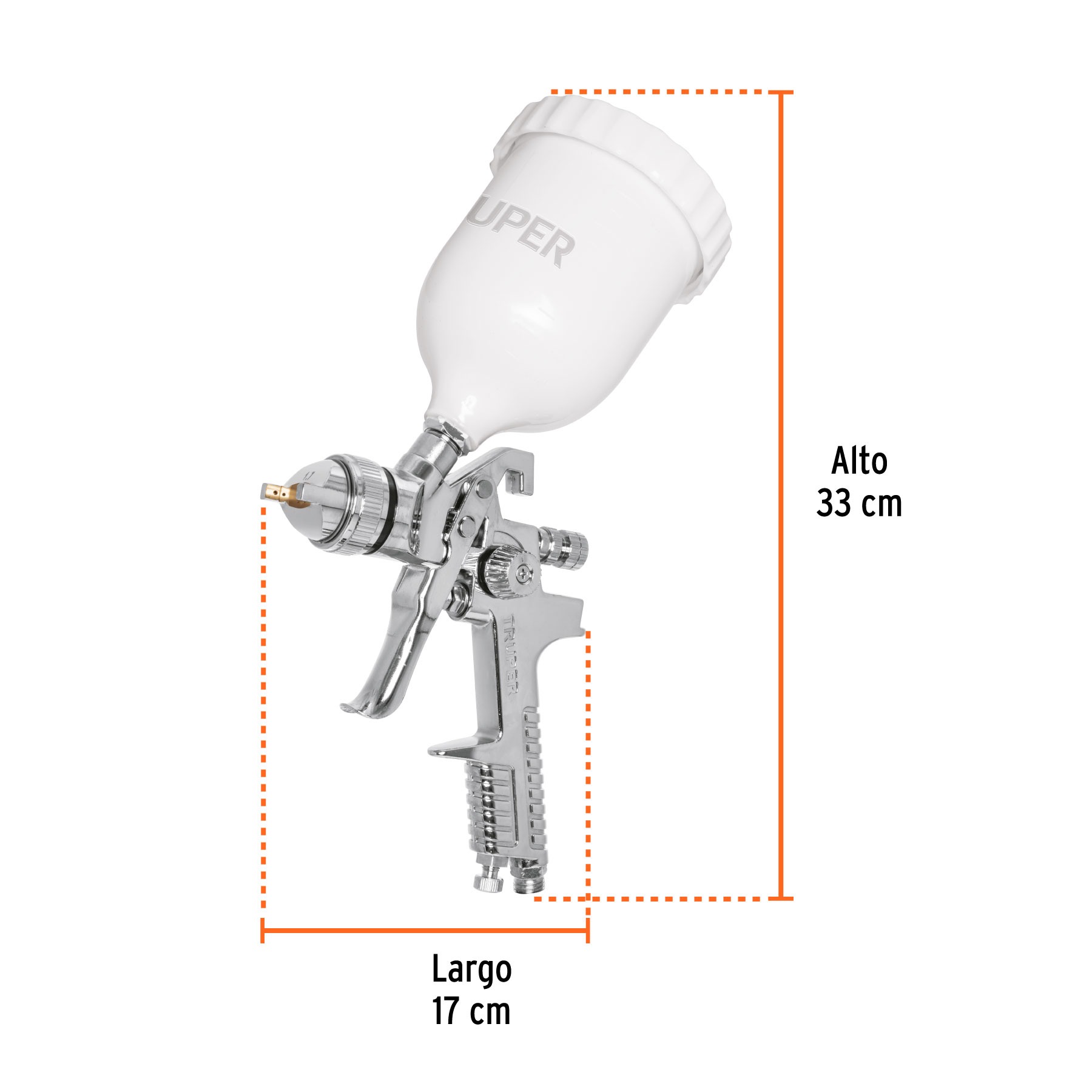 PISTOLA PARA PINTAR GRAVEDAD HVLP VASO PLÁSTICO 1.4 MM, TRUPER 12128 - 2