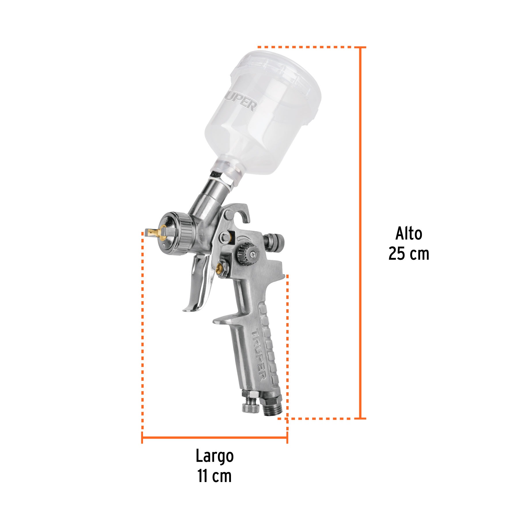 PISTOLA PARA RETOQUE GRAVEDAD HVLP VASO PLÁSTICO 1 MM, TRUPER 11097 - 3